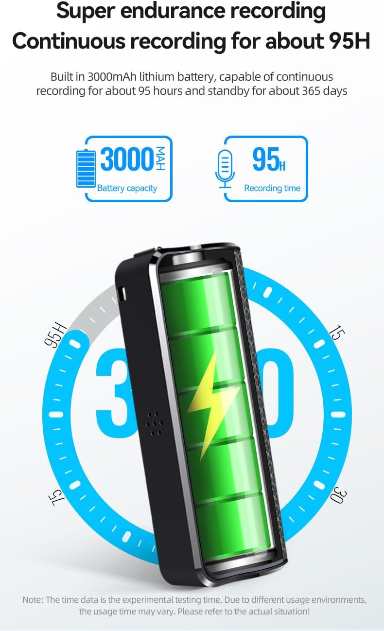 AKREC 64GB Recorder140-hour 256 3000mAh Voice Real-time Transcription and Translation Supporting Languages, HD Noise