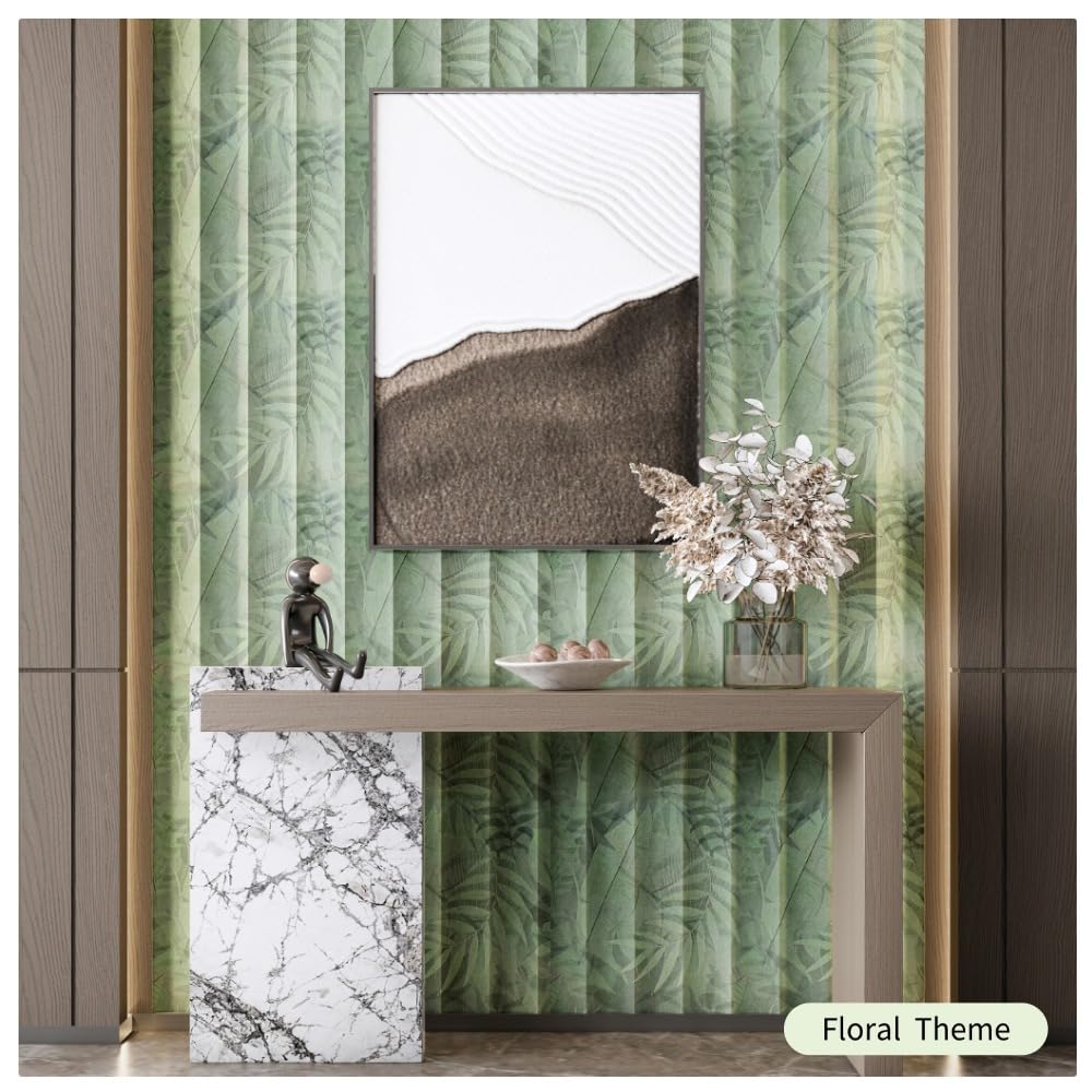NovaGrid Panel 4PCS 3D Groove Texture Panel Sound Insulation Flat Noodles Wall Panel Solid Core Design, Suitable for Interior Decoration118"x5.11" (Forest Theme)