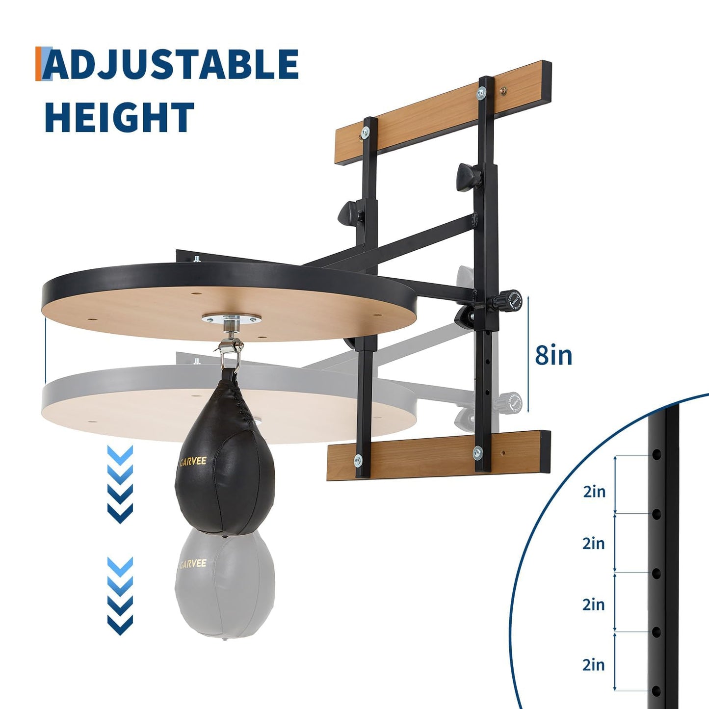 EliteEdge Speed Bag Platform for Boxing Punching Practice with 8 Inch Height Adjustable Mount 360 Degree Swivel and Includes Speed Bag Air Pump