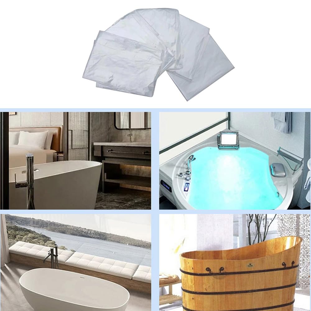 NentMent 10 Pack Disposable Ice Bath Tub Cover Liner Transparent Plastic Portable Bathtub Liner Covers for 105 Gallons Ice Tub Portable Bath Tub Cold Plunge Tub Inflatable Ice Bath Barrel Plunge Pool