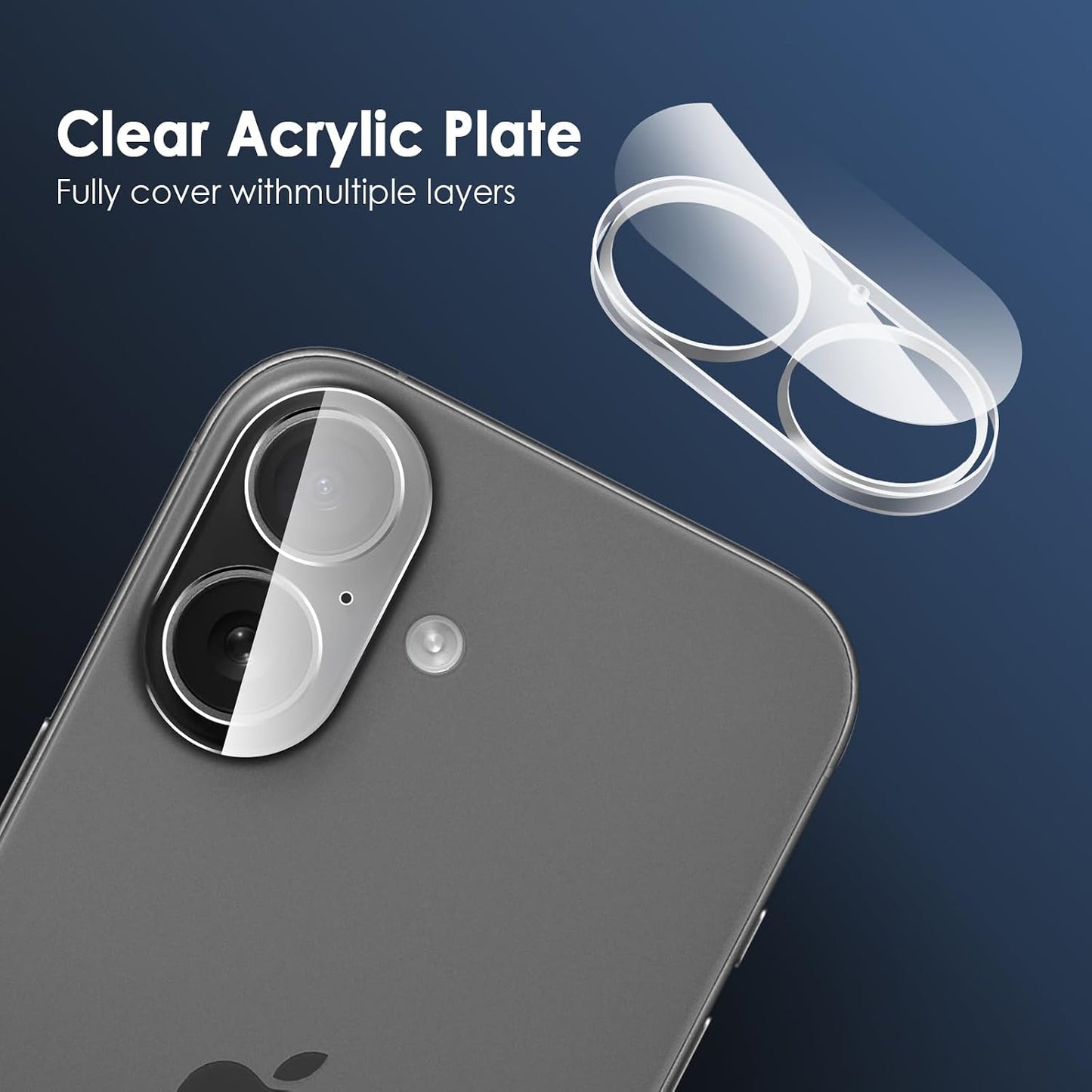 17, 9H FanTEK Camera Lens Protector for iPhone Tempered Glass Camera Screen Cover, Ultra HD Clear Acrylic Full Coverage