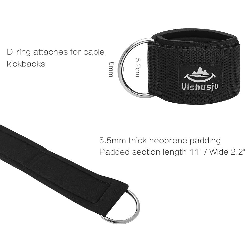 Vishusju Ankle Straps Wrist Cuffs 5.5mm Neoprene Padded Large D-Ring for Cable Machines Fitness Legs Exercise Attachment Adjustable (Rose Pink)