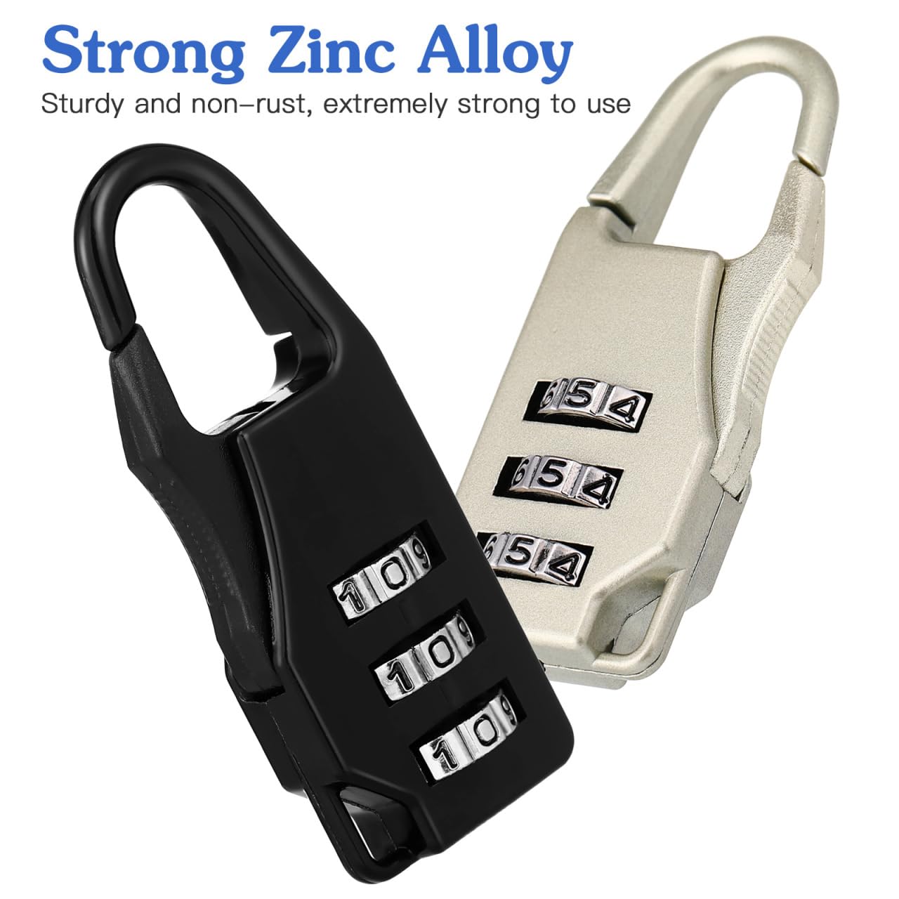 LIFKOME Digital Combination Lock 3-Digit Resettable Password Padlock for Luggage Suitcase Backpack Cabinet Portable Security Lock for Travel and Home Use 2.16X0.78X0.31In 6-Pack