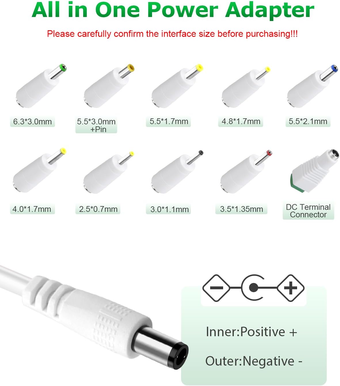Arkare 12V 1A 12V 1A 0.8A 0.5A 100V-240V 12Volt 1000mA Power Supply Adapter AC Adapter Charger Replacement Power Cord