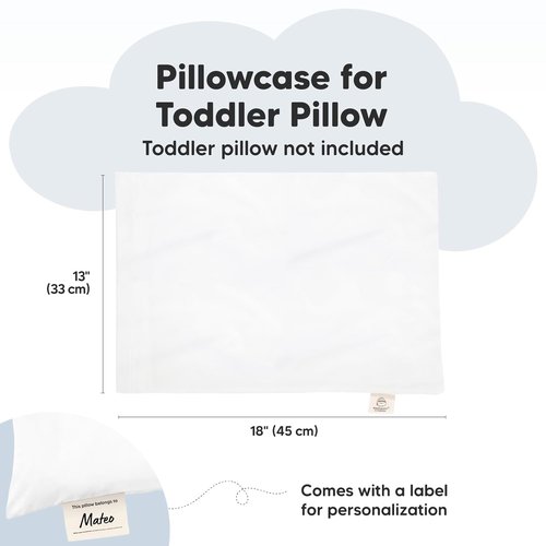 KeaBabies Toddler Pillowcase - Organic Cotton Soft & Durable Cover for Kids | 13"x18" in Soft White