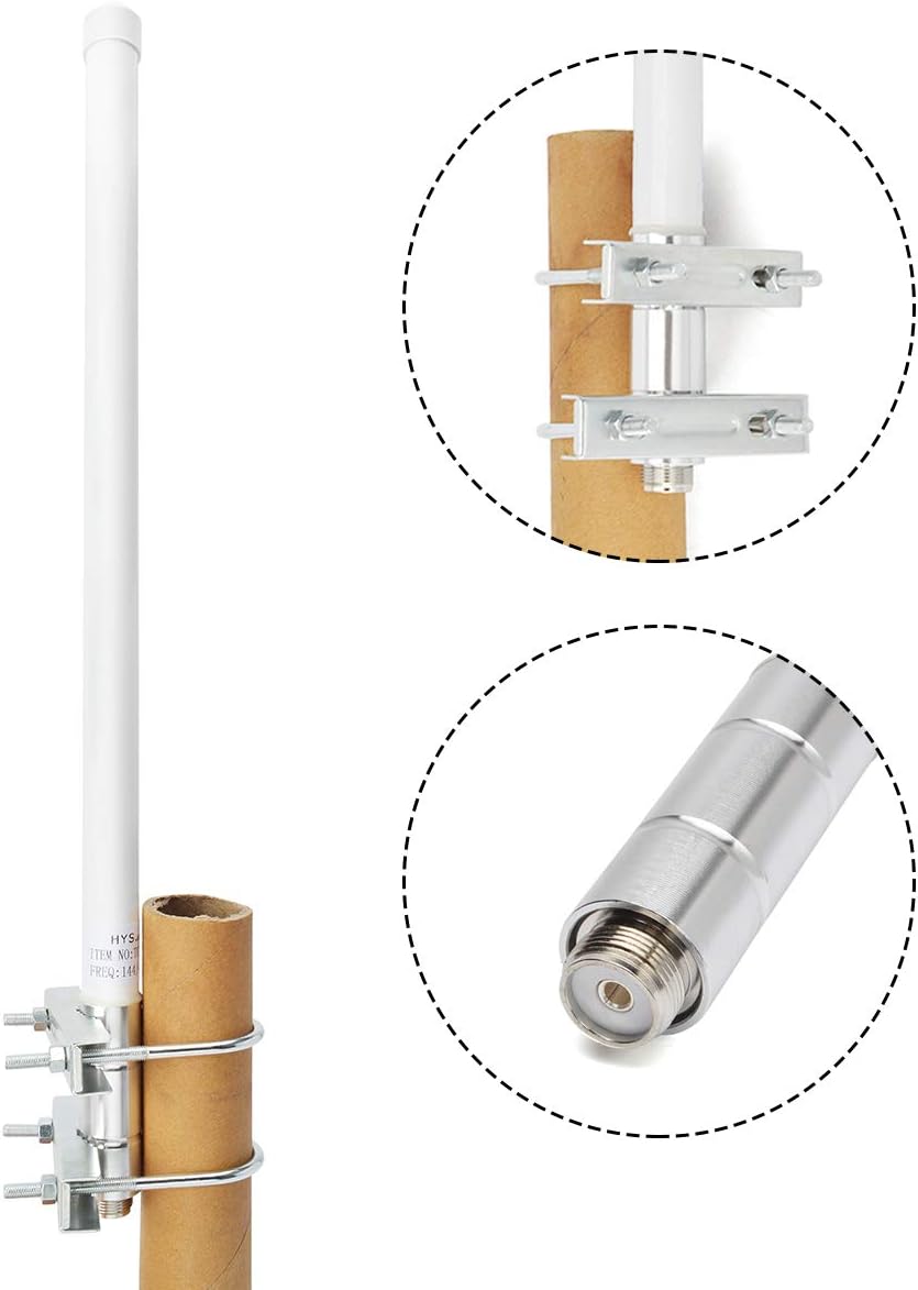 UAYESOK 144/430mhz 17 inches SO239 Dual Band Fiberglass Radio Antenna, UHF VHF Base Antenna, Connector for Base Station