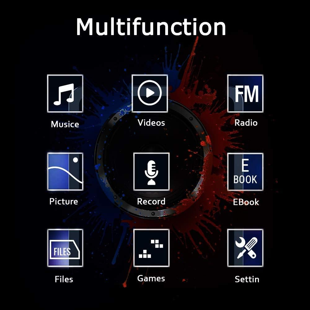 Dyzeryk MP3 16GB 128GB Player, Music Player with Micro SD Card, Build-in Speaker/Photo/Video Play/FM Radio/Voice