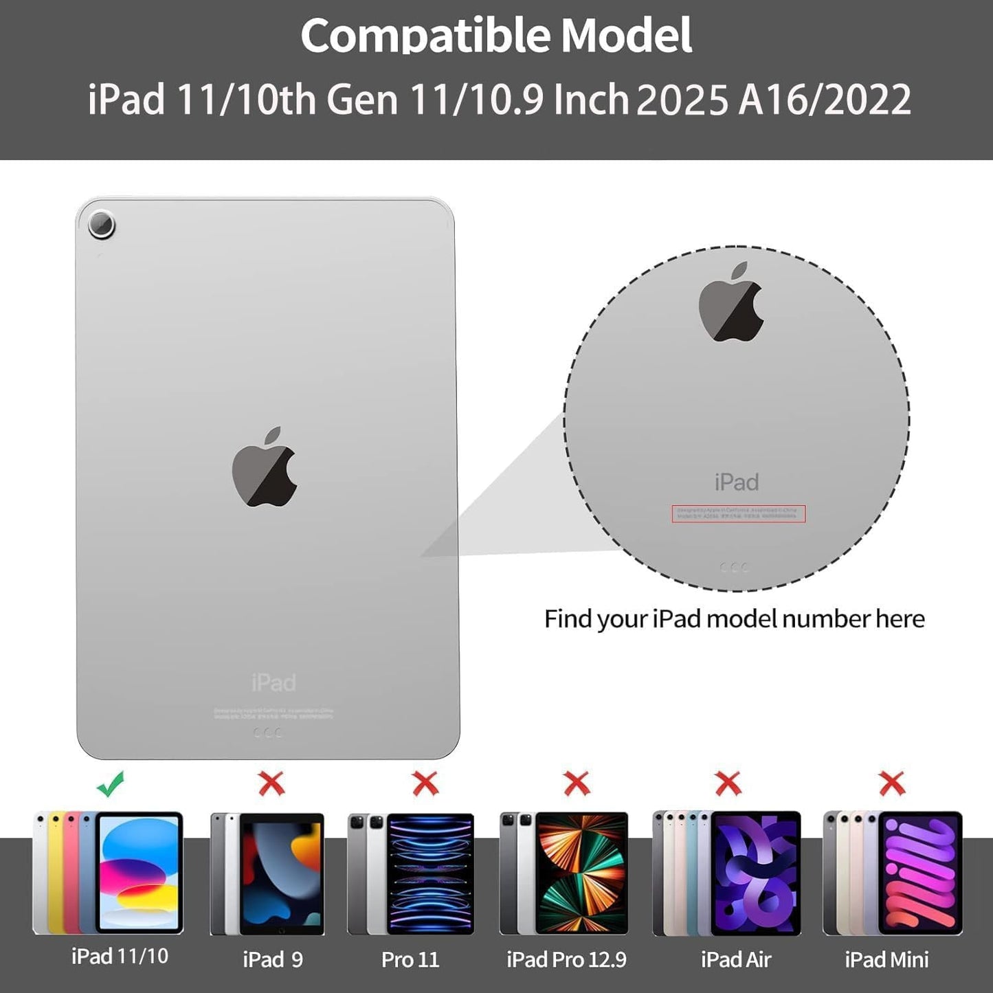 kenke 11/10th 11/10.9 inch 2025 A16/2022, for iPad Gen Case with Pencil Holder Soft TPU Back Shell Hybrid Slim Trifold