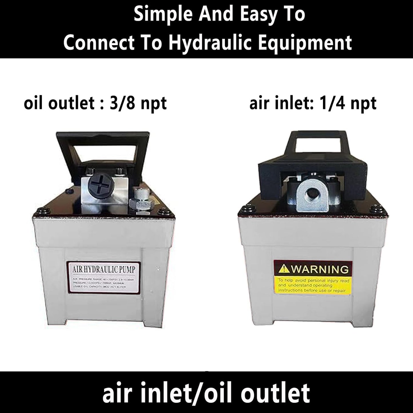 Air Hydraulic Pump 10,000 PSI, 1.7L Reservoir, NPT 1/4" Inlet, NPT 3/8" Oil Outlet,Hydraulic Pump Air Hydraulic Foot Pump with 6.6ft Pipe, Gray
