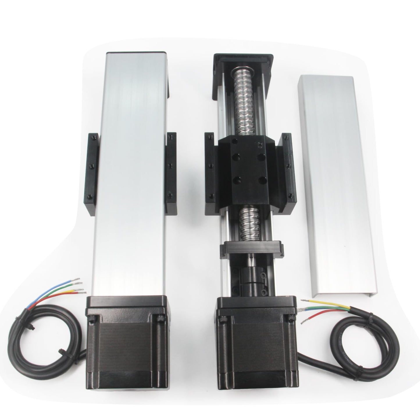 Zeberoxyz Fully Enclosed Linear Rail Guide Ballscrew SFU1605 with Square Linear Rails with NEMA23 Stepper Motor, 100mm Effective Stroke Length for CNC Router Parts (Size:100mm)