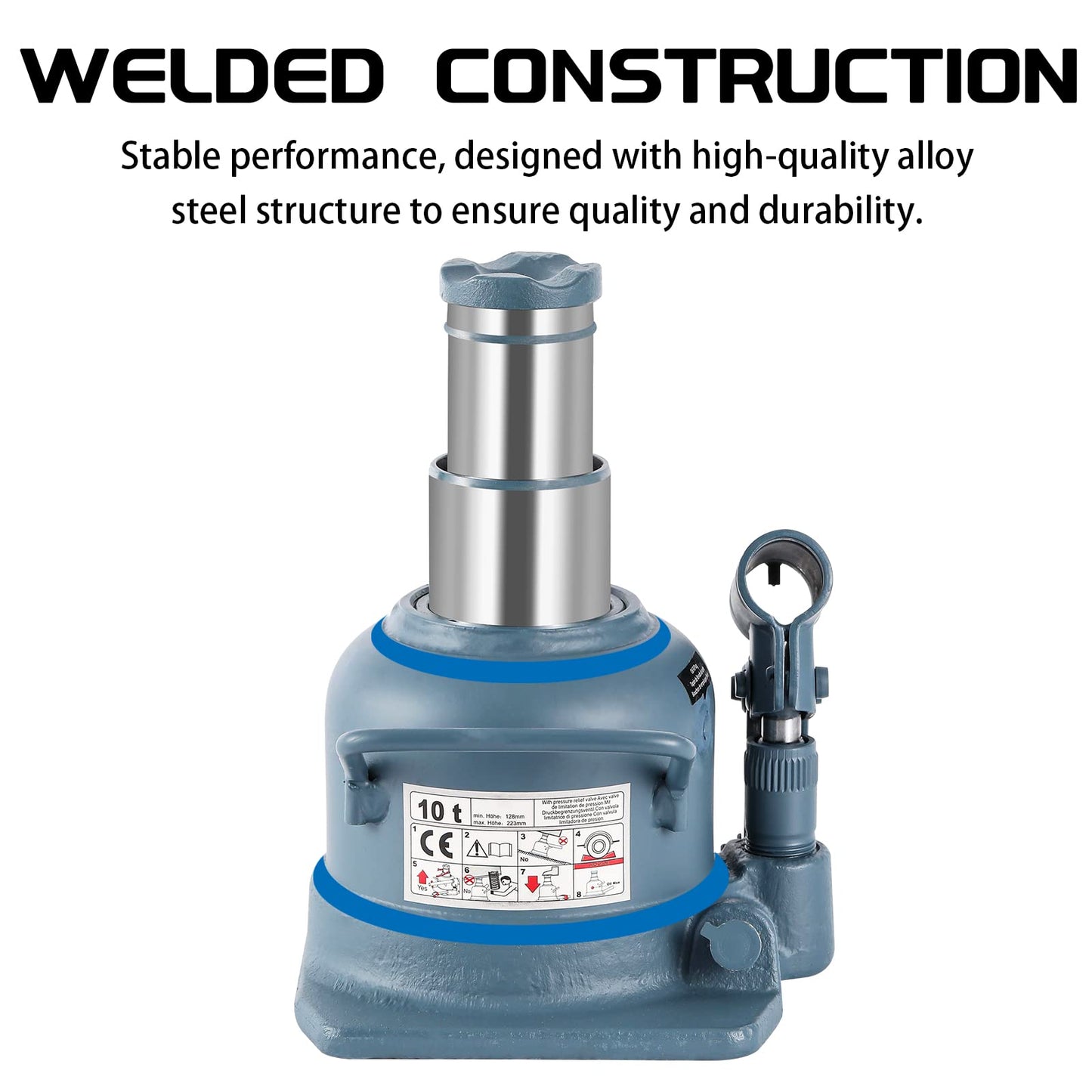 BAOSHISHAN Double Ram Bottle Jack Hydraulic Welded Jack Truck Jack 10 Ton (Low Profile)