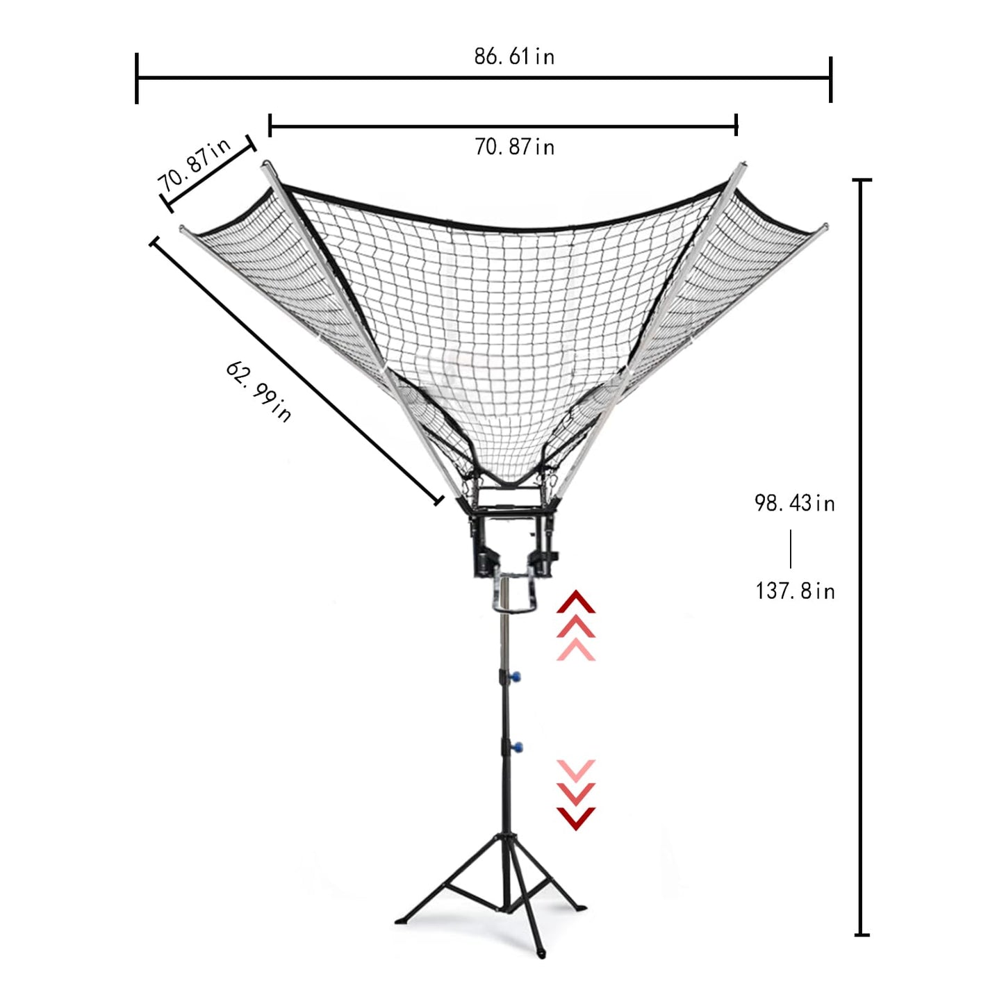 Basketball Rebounder 180° Rotating Universal Fit for All Rims, 86" Wide Net Return System, Portable Shooting High-Efficiency Training & Trainer for Solo Practice