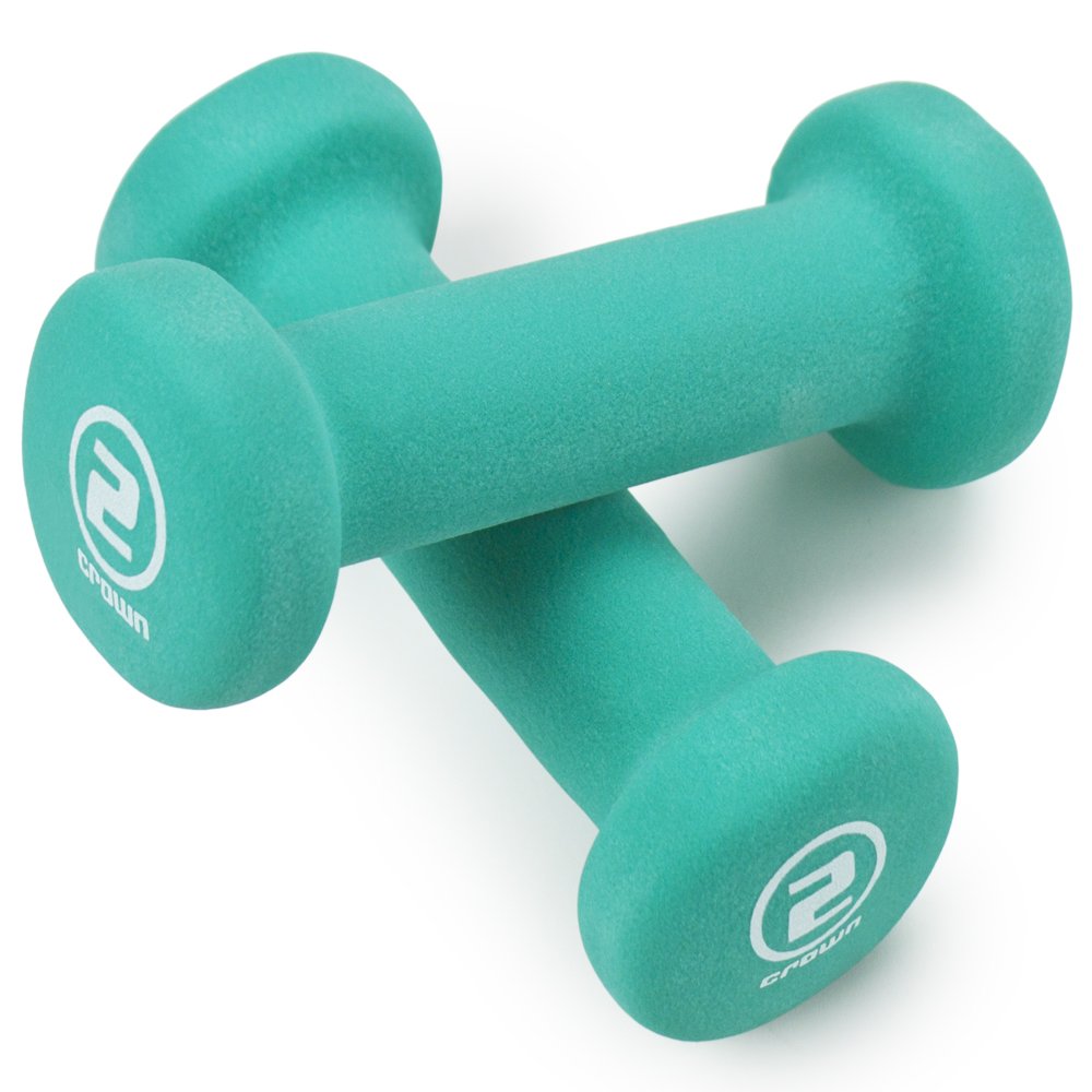Crown Sporting Goods Neoprene Body Sculpting Hand Weights (1-Pair), 2-Pound, Teal
