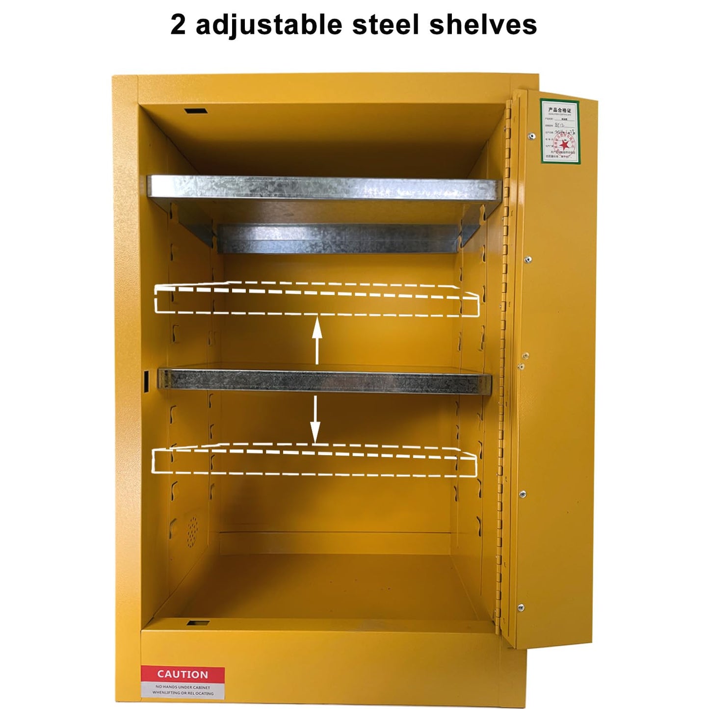 koxuyim Hazardous Storage Cabinets, 18.1" Dx23.2 Wx35.4 H, Industry Safety Cabinet, Dangerous Storage Explosion Proof Cabinet, 2 Adjustable Galvanized Steel Shelf,(5.3 c.f. - Inside Volume)