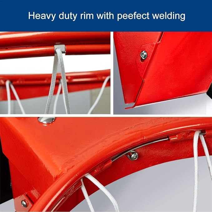 Professional 180º Heavy Duty Breakaway Basketball Rim，18 inch Single Spring Flex Rim Goal Replacement fit Indoor and Outdoor Backboard