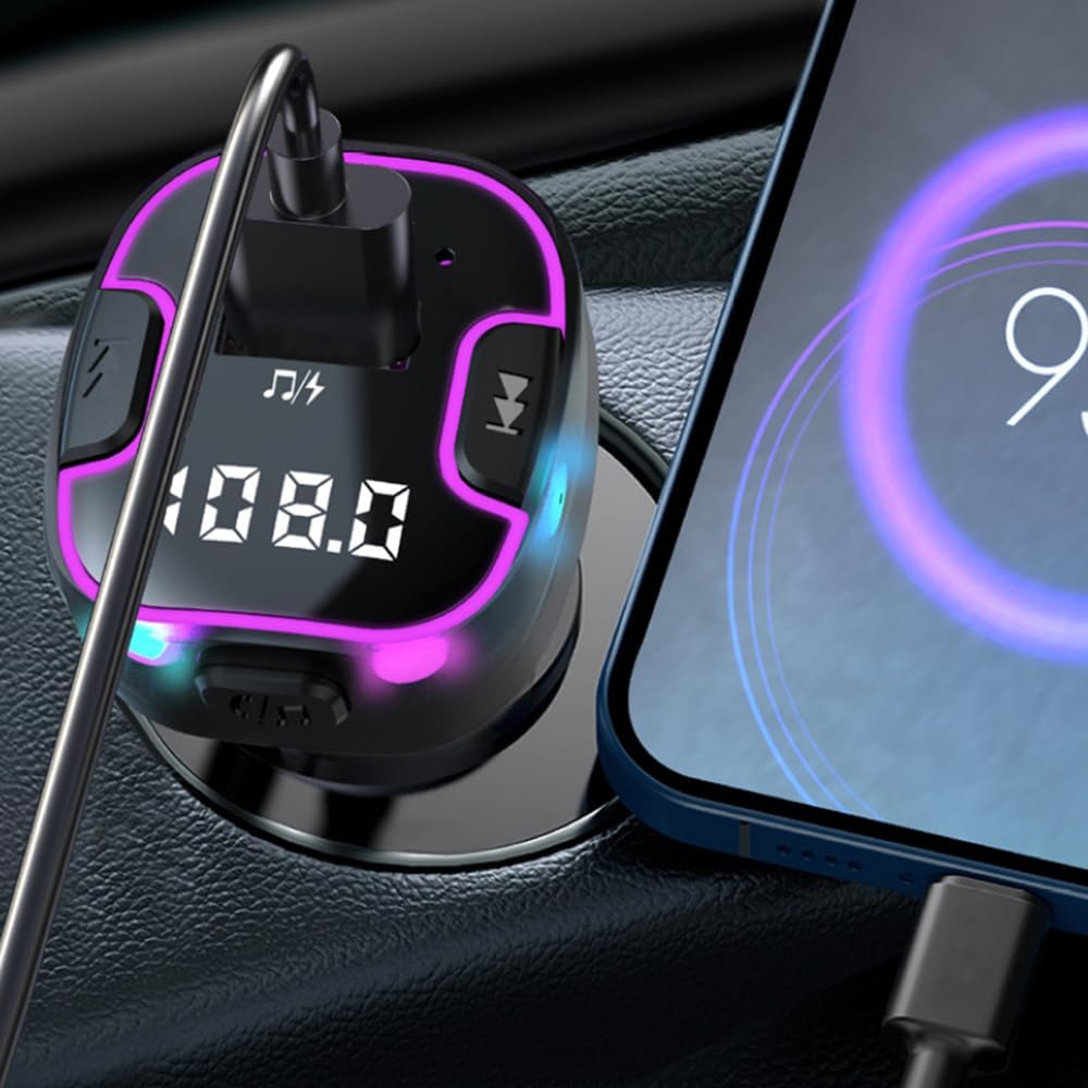 Alanph 5.3 &QC3.0 Bluetooth Car Adapter, PD Fast Charging FM Radio Transmitter for Car, Radio Bluetooth Receiver
