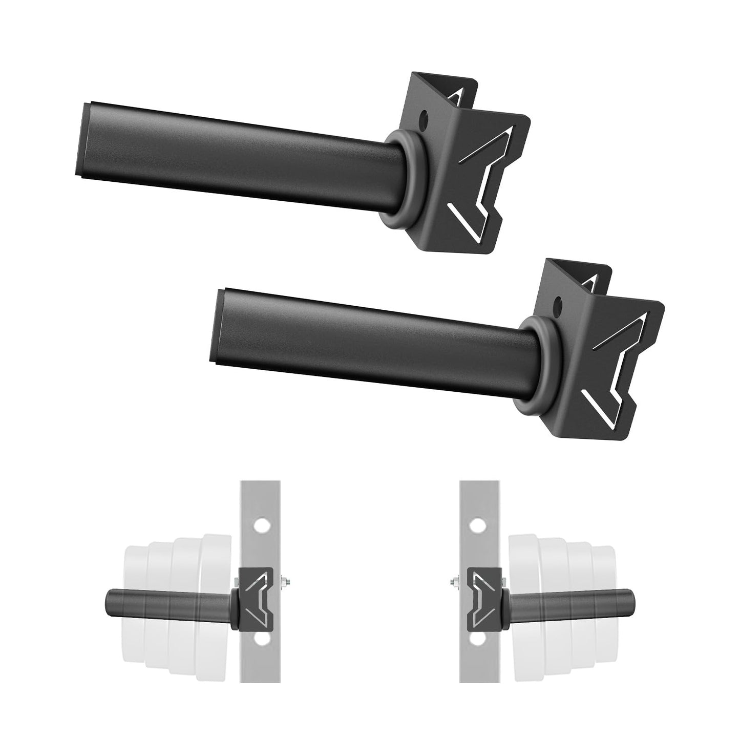 Weight Plate Holder for Power Rack – Choose 2×2 or 3×3 Uprights – Fits 5/8" to 1" Hole Diameter, Heavy-Duty Steel Plate Storage Pegs, Bolt-On Design, Pair（2x2）