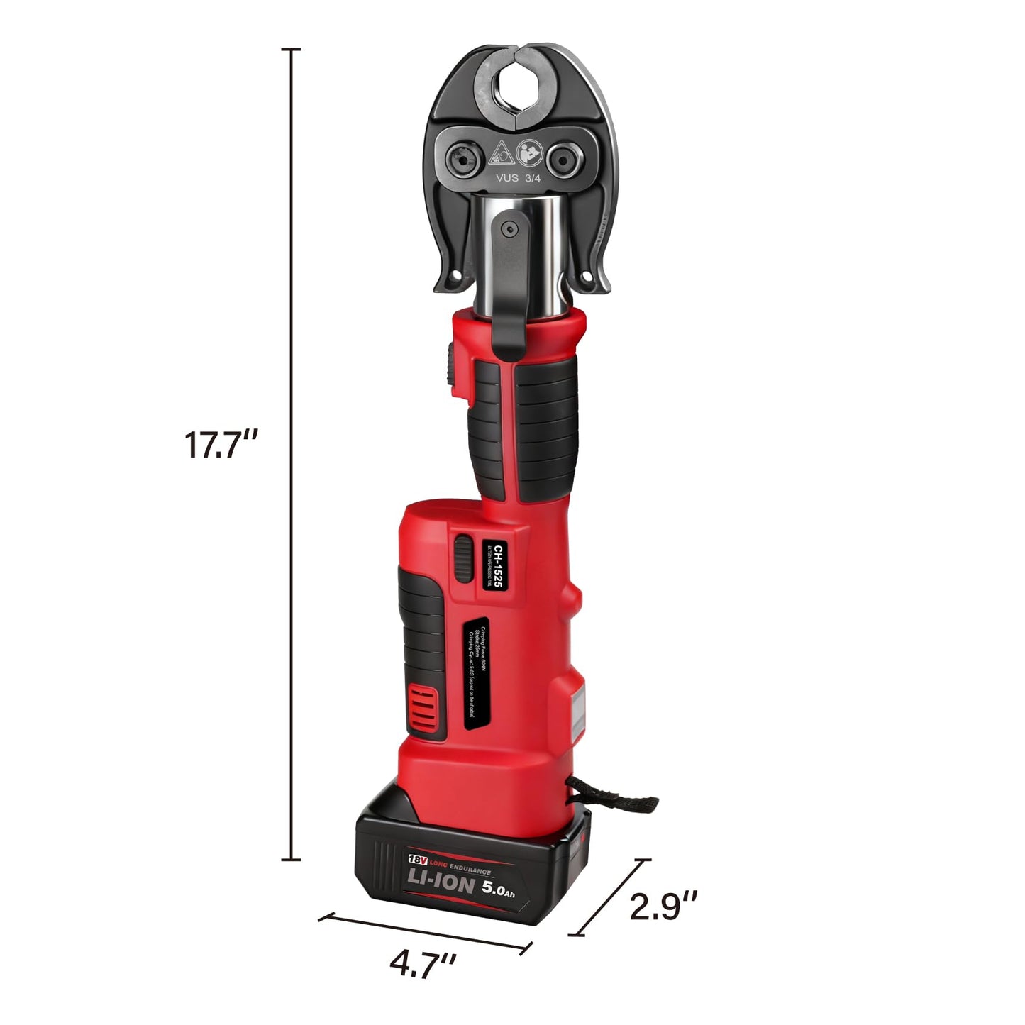 18V 50kN Pro Press Tool, Electric Pipe Crimper with 1/2", 3/4", 1" Jaws Hydraulic Battery Copper/Stainless Steel Tubes Crimping Tools, Brushless Motor, 2x5AH Batteries, Fast Charger & Carrying Case