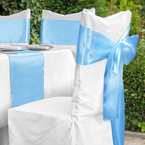 Babenest Satin Chair Sashes - Upgraded 50 Pcs Chair Ribbons & Bows for Weddings & Events | Baby Blue