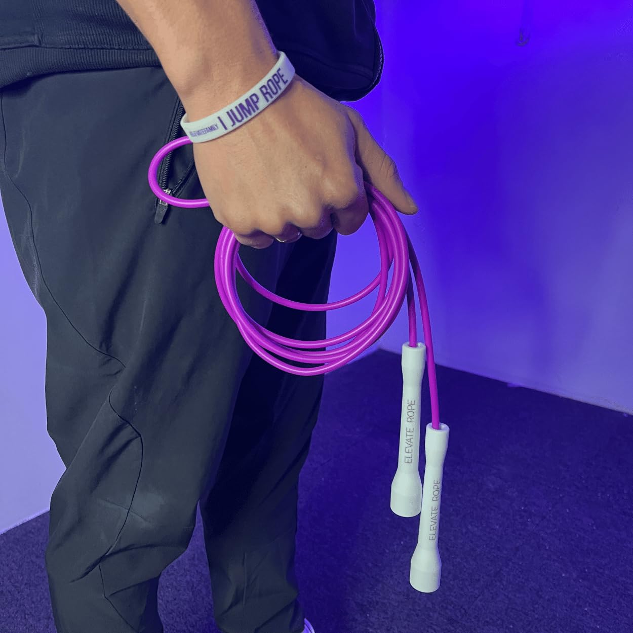 Elevate Rope Professional Speed Rope - 3m Adjustable Skipping rope, 5mm PVC with Nylon Core for Cardio, Double Unders & Crossfit - Durable Jump Rope Used for Indoor/Outdoor Training. (Purple)