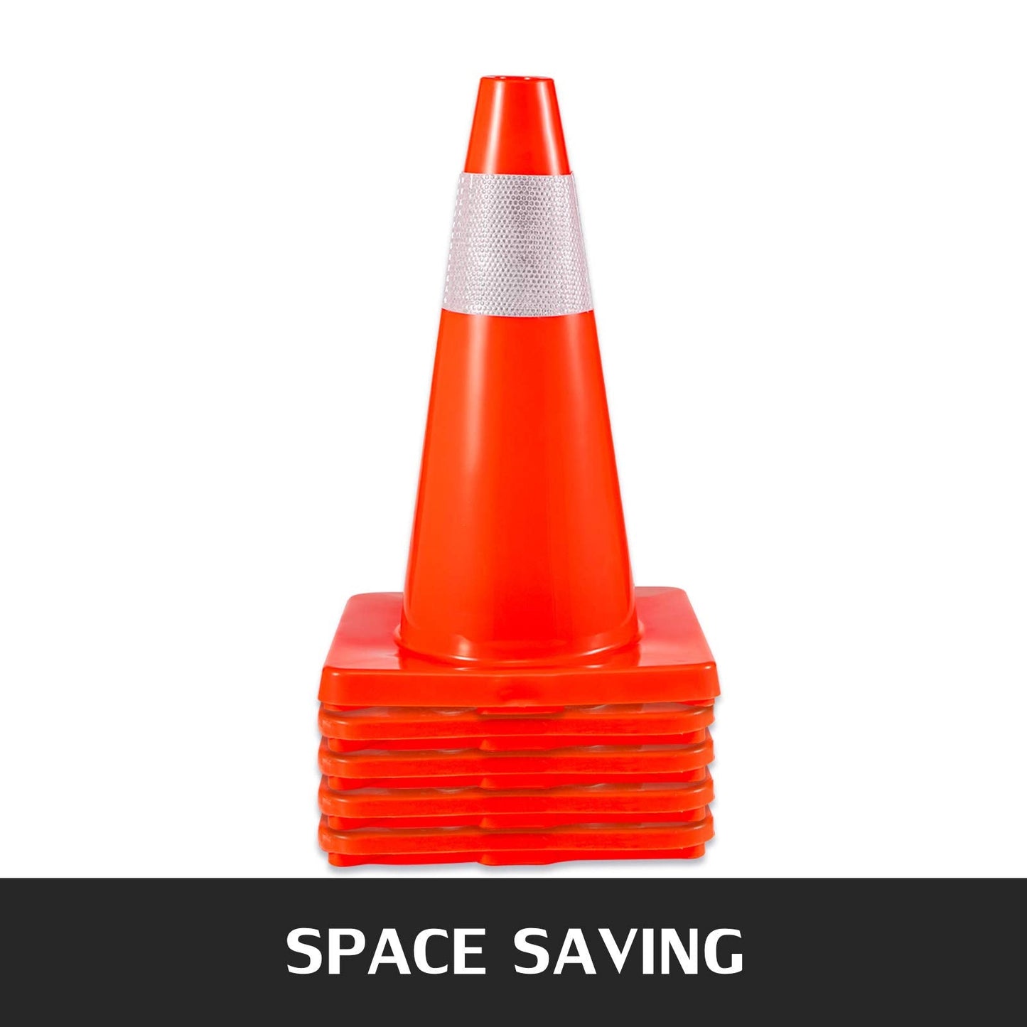 VEVOR 20Pack 18" Traffic Cones, Safety Road Parking Cones PVC Base, Orange Traffic Cone with Reflective Collars, Hazard Construction Cones for Home Traffic Parking