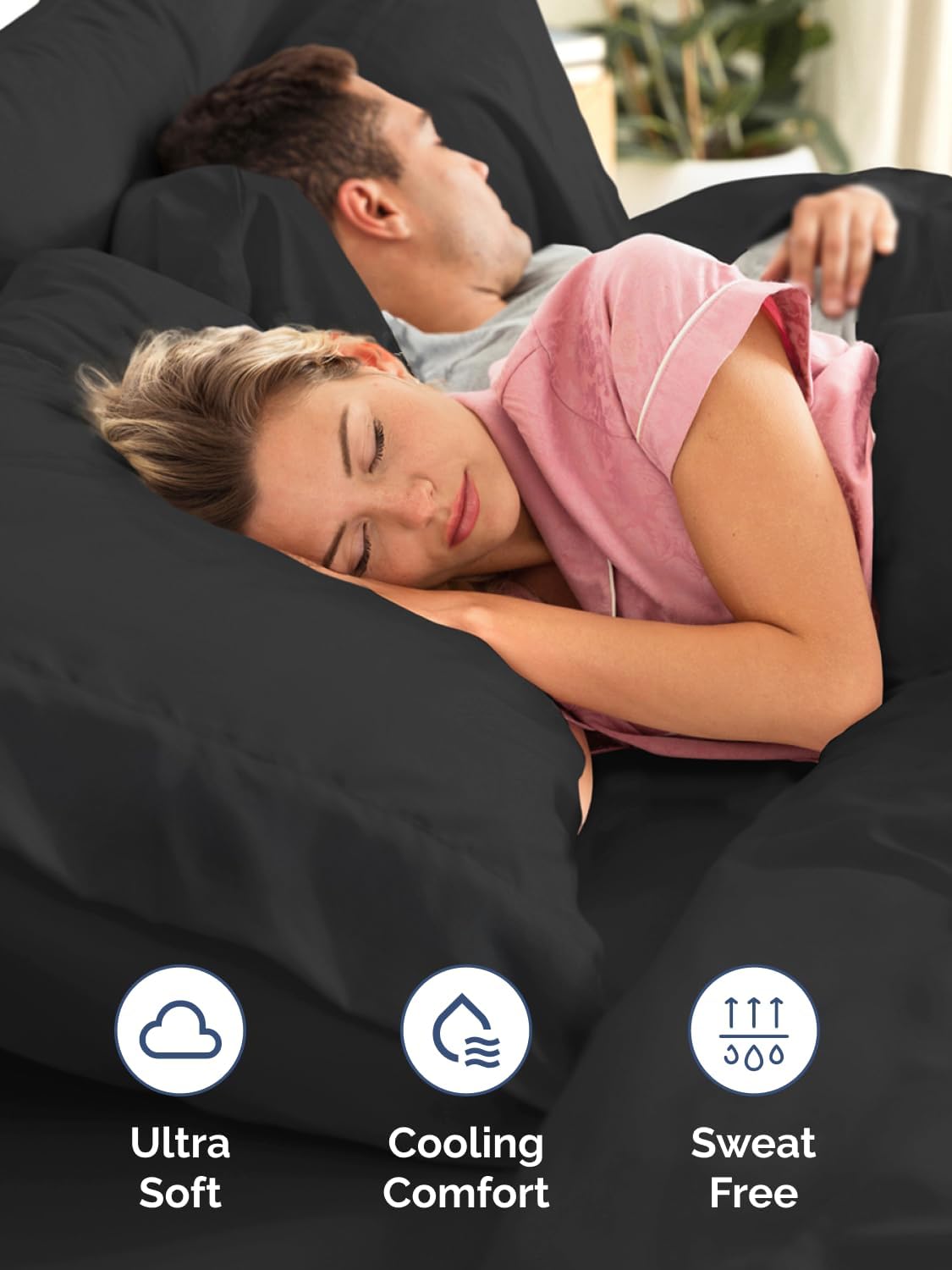 Skiennix Extra Deep King Sheet Set | 6-Piece Breathable Cooling Bedding - Luxurious, Soft, Wrinkle-Free - Black