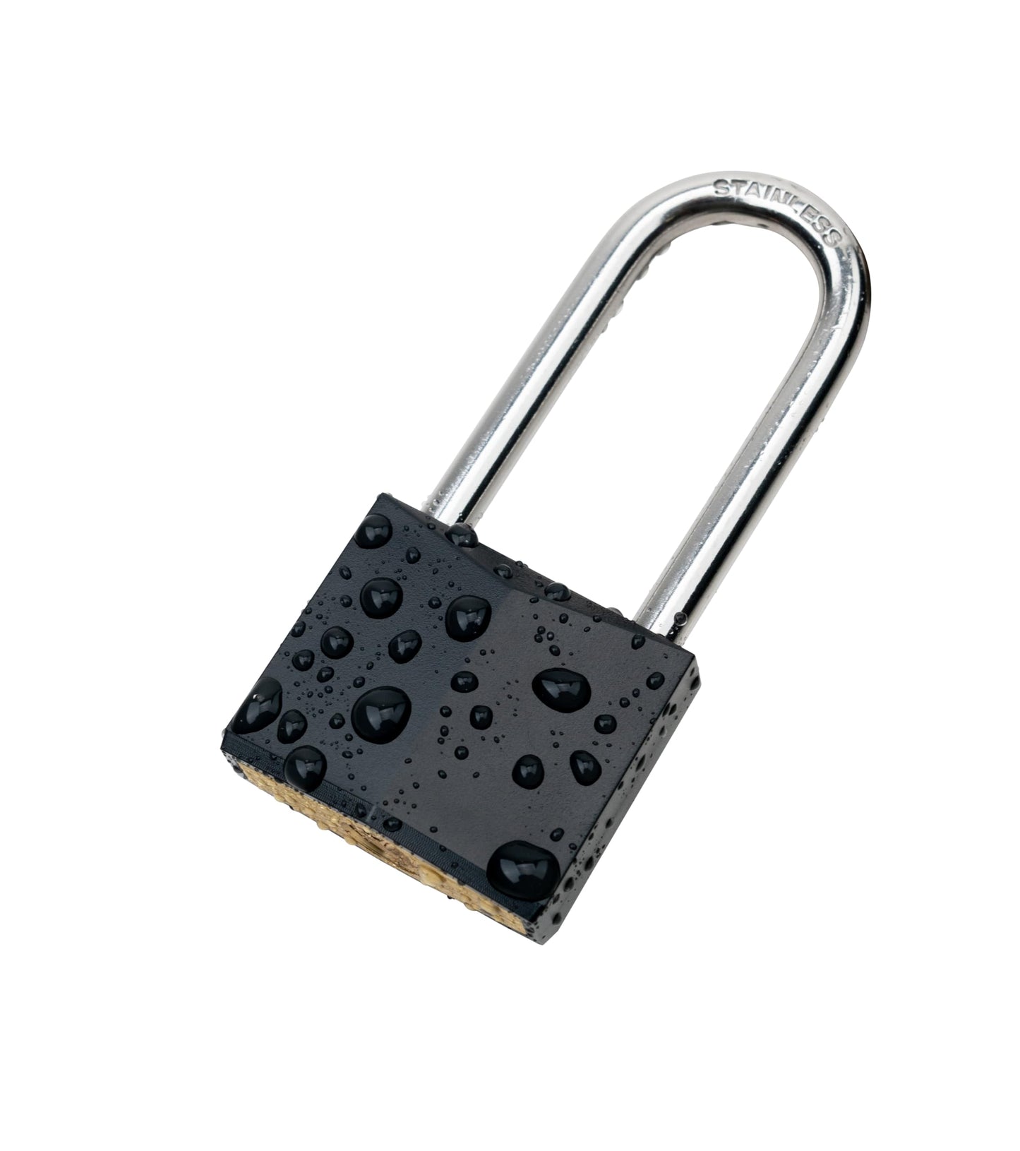 ROOKMAD 4-Pack Keyed Alike Locks, Black Covered Brass Keyed Padlock with Stainless Steel Long Shackle, 1-9/16 Inch Lock Body, Rustproof Locks for Gate Fence Hasp Cabinet Toolbox Gym or School Locker