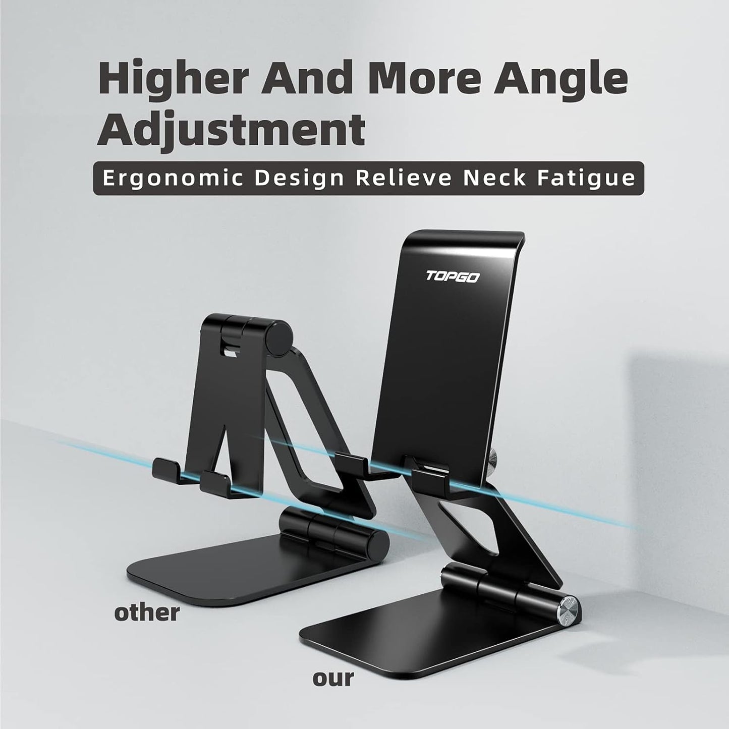 Beamingnet 14/Smartphones/iPad TOPGO Cell Phone Stand, [Stable & Height Adjustable] Foldable Cellphone Holder for Desk
