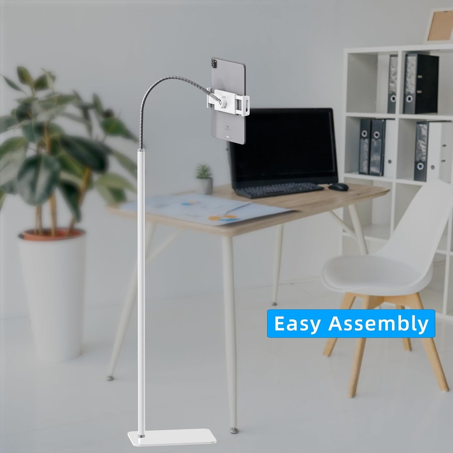 cretopwin (3.5''-9.7''), Tablet Floor Stand Holder with Flexible Gooseneck and Stable Base, Compatible with Tablet