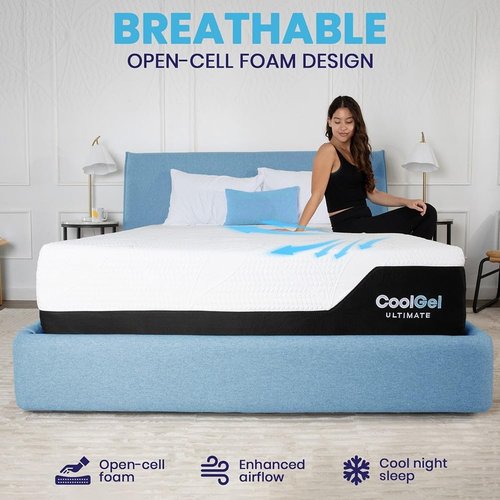 Classic Brands Cool Gel Chill Memory Foam Mattress - 14-Inch Queen with 2 Bonus Pillows | CertiPUR-US Certified