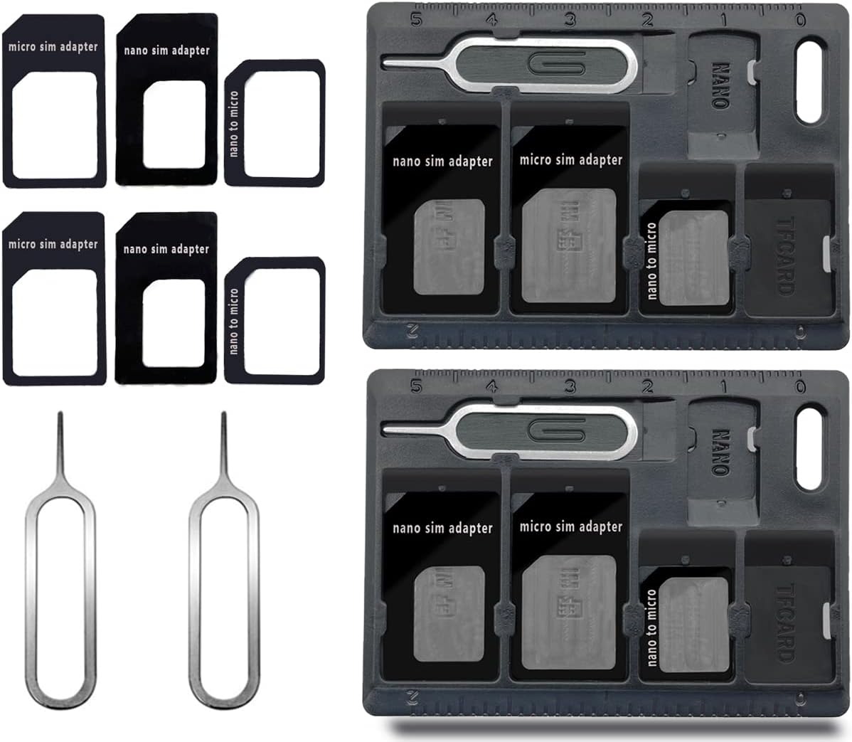 CKANDAY 2 Packs Set 3 1 SIM Card Holders with Tray Opener Pins, Card Storage Tool for Standard Micro Nano Micro-SD