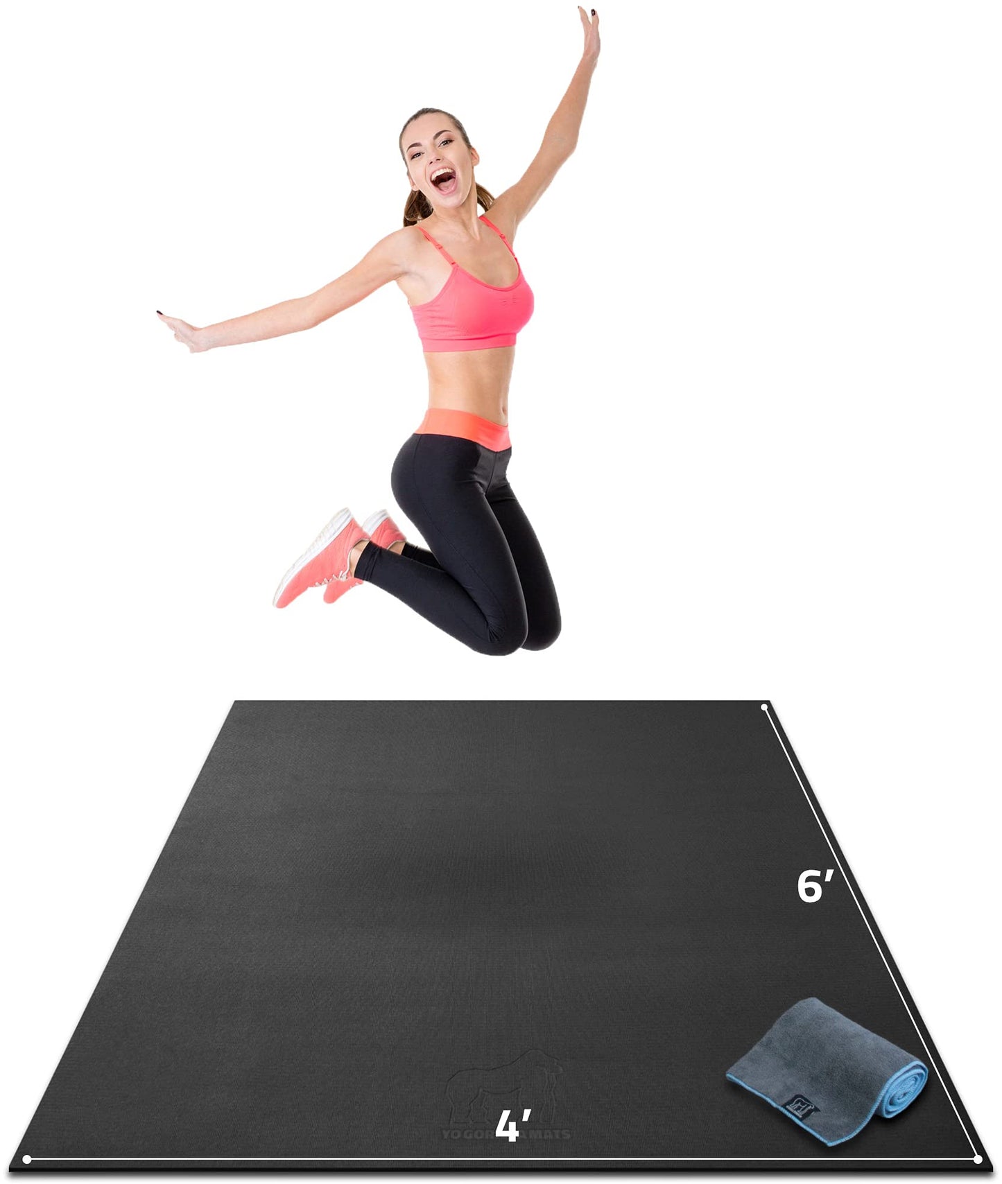 Gorilla Mats Large Exercise Mat – 6' x 4' x 1/4" – Ultra Durable Thick Workout Mat for Home Gym Flooring – Non-Slip, Flat, Fitness, Yoga & Weight Lifting Floor Mat – Shoe Friendly