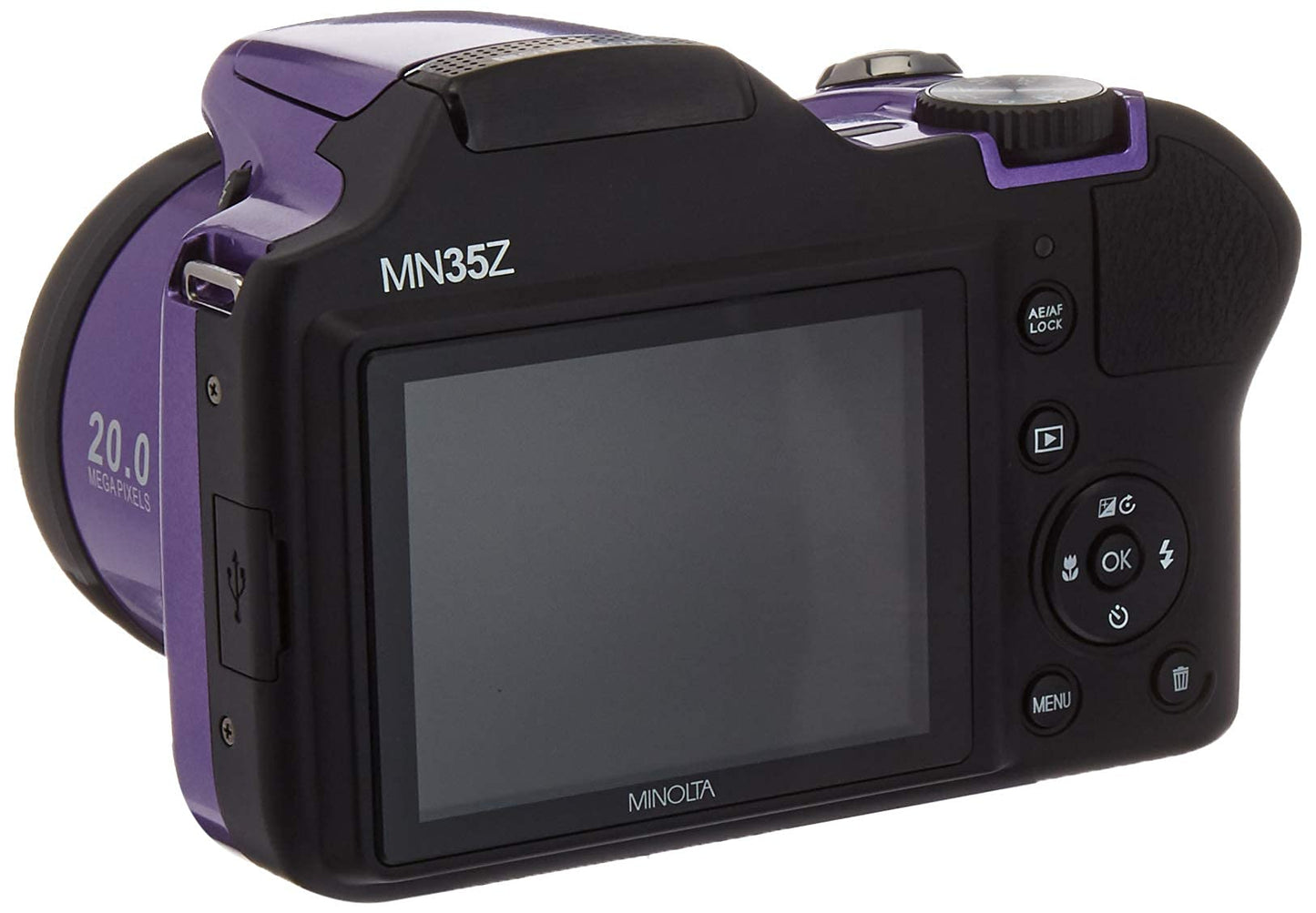 Minolta 20 Mega Pixels WiFi Digital Camera with 35x Optical Zoom & 1080p HD Video Optical with 3-Inch LCD, 4.8 x 3.4 x 3.2, Purple (MN35Z-P) (Renewed)
