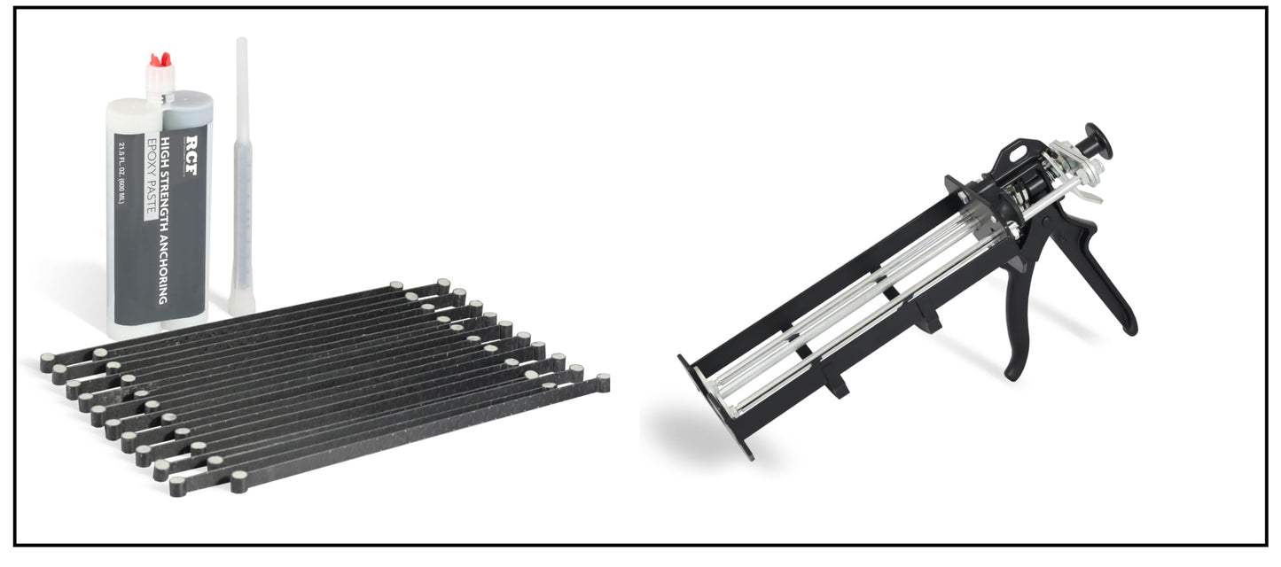 Rhino Carbon Fiber RCF-CCLK Concrete Crack Lock Kit - 20 per Pack with Dual Cartridge Epoxy Gun