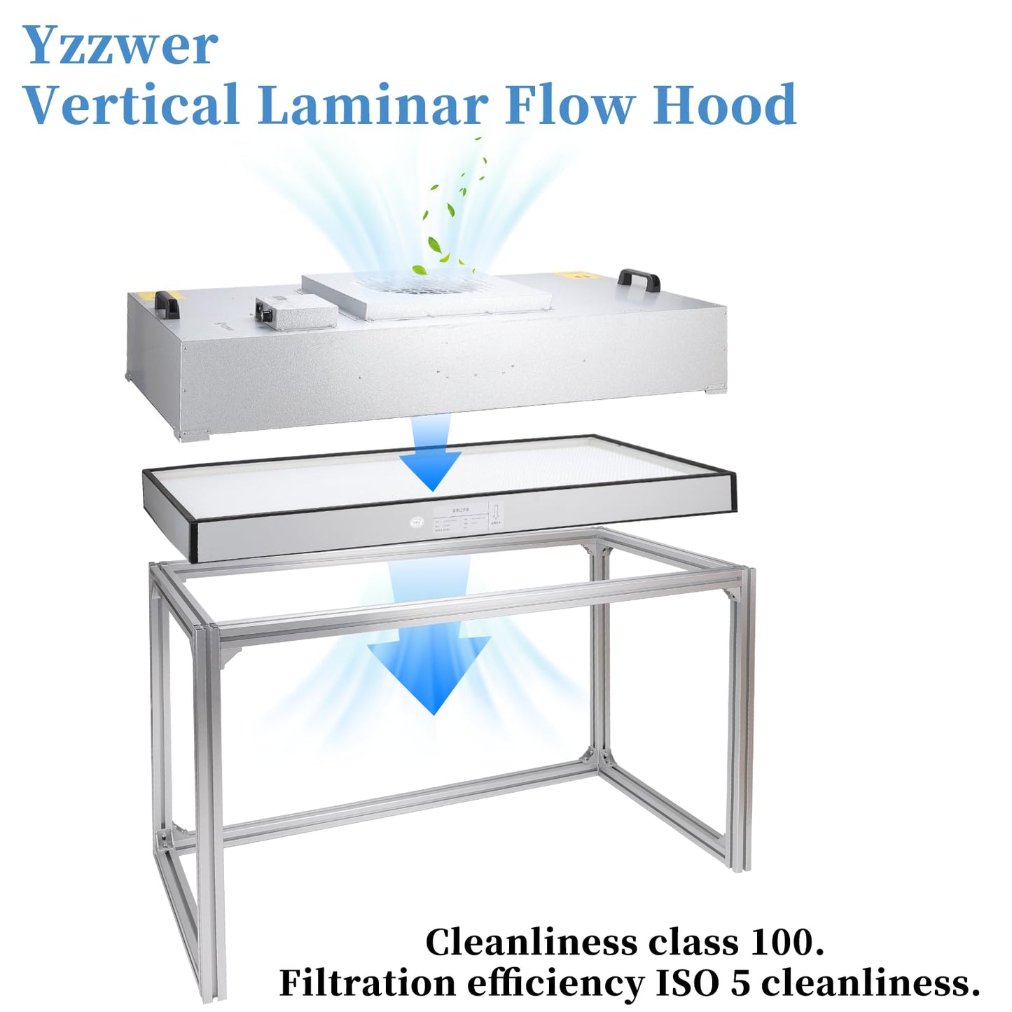 Vertical Laminar Flow-Hood Fan-Filter-Unit Yzzwer - FFU HEPA Filters for Class 100/ISO 5 Cleanliness in Clean Mycology and Mushroom Room 47.2" x 23.6" x 29" Working Area 110V