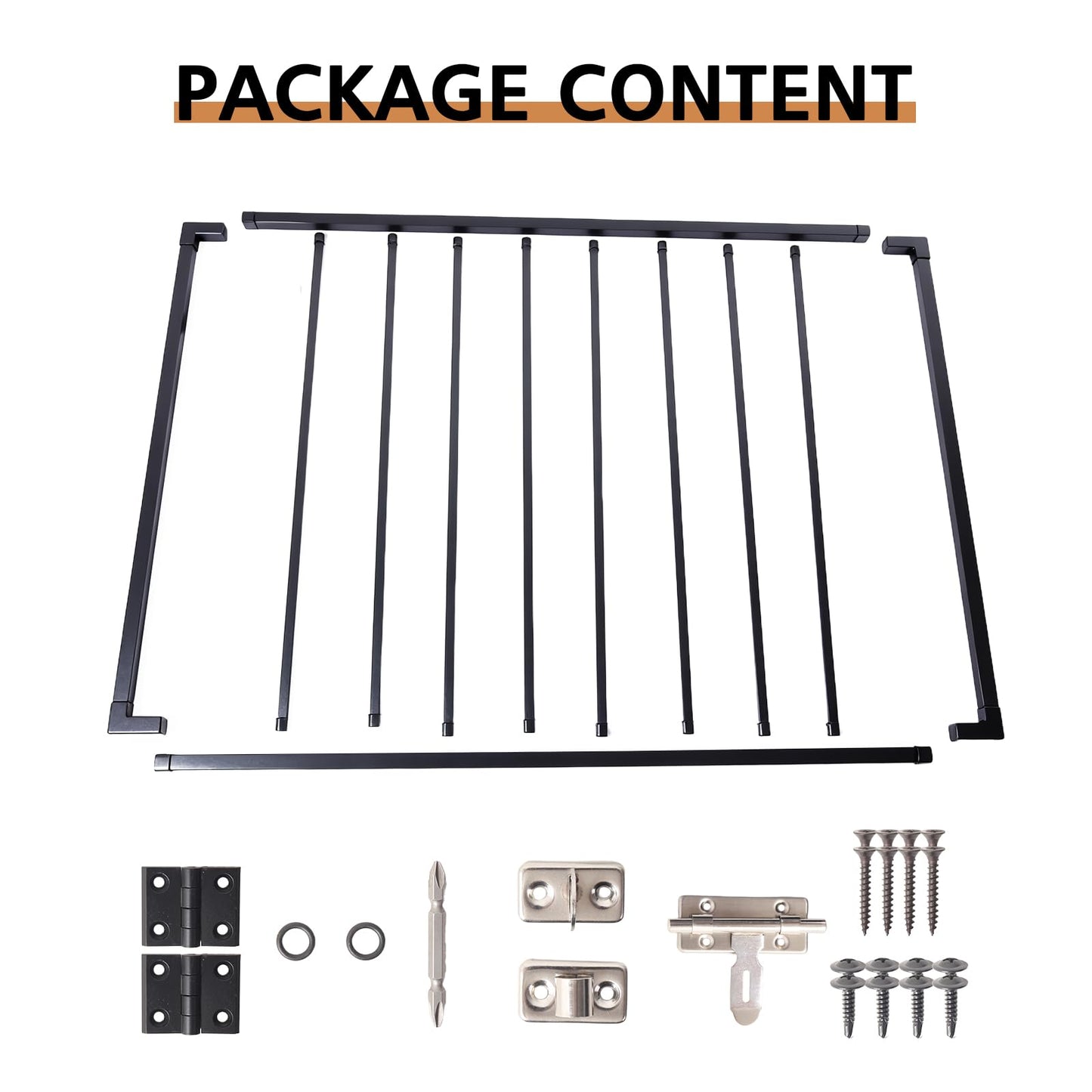 Deck Fence Gate Kit (38" Height X 48" Width) – Entry Way Metal Gate Black Powder Coated DIY Fence Gate for Residential Deck, Patio, Yard & Garden – Includes Hinges and Latch