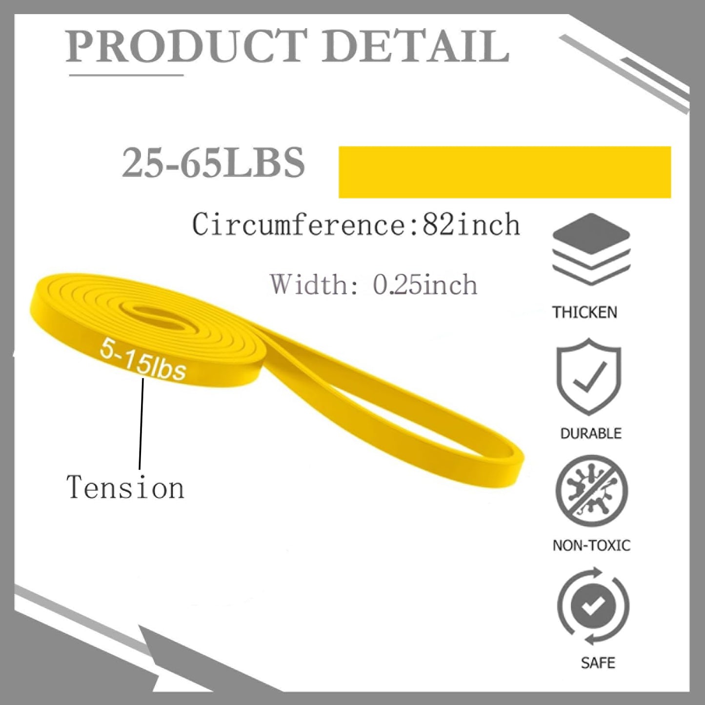 16-Pcs Resistance Bands Set - Premium Elastic Workout Bands for Home Gym, Strength Training, Yoga & Physical Therapy (Yellow(8-15 lbs))