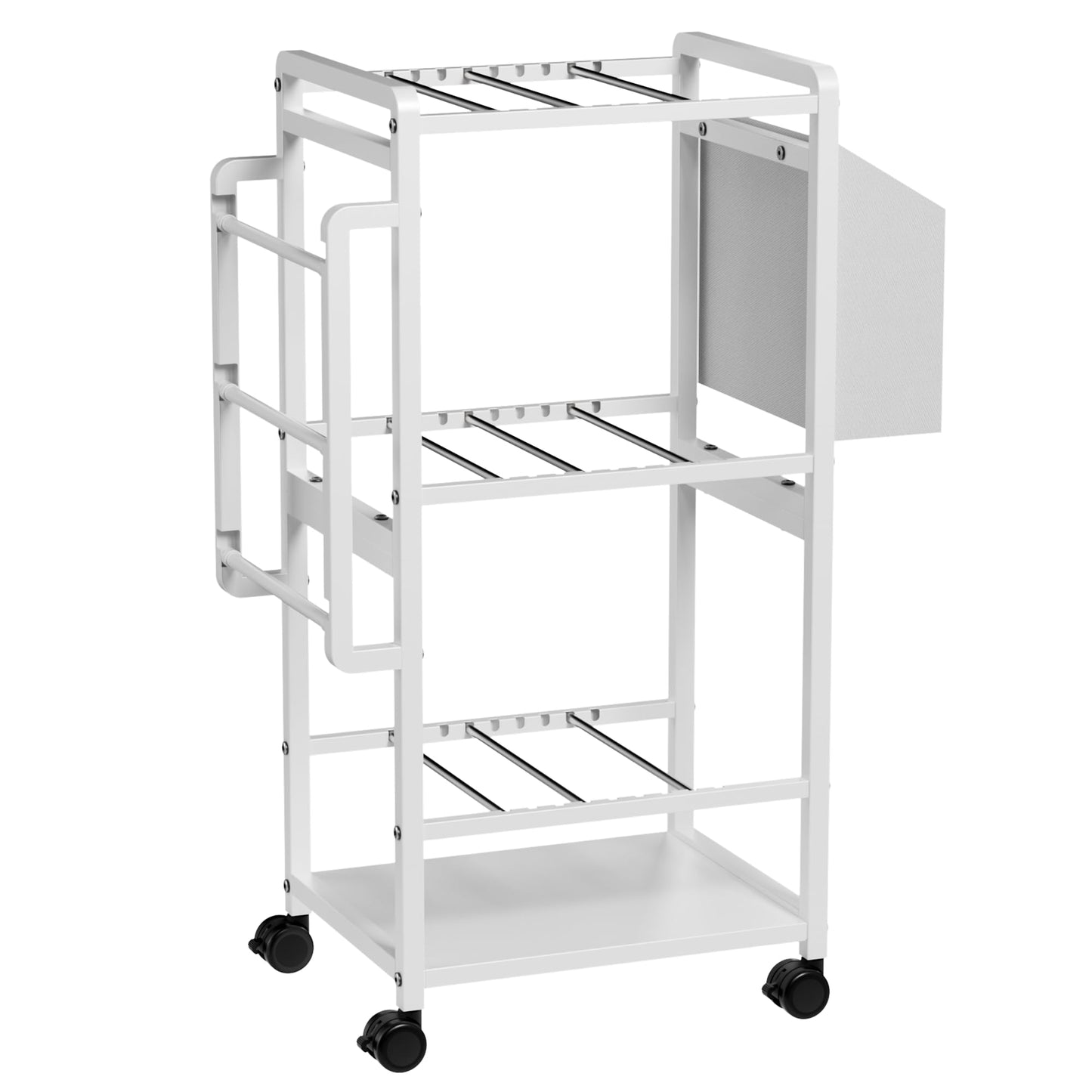 Aquzee Gift Wrapping Paper Organizer Storage, Rolling Gift Wrap Storage Stand, Vertical Wrapping Paper Storage Cart, Ribbon Organizers, 12 PCS Slap Bracelets, Adjustable Rod Design, White