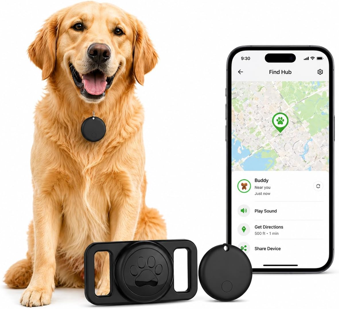 MDTZULIK GPS Collar for Dogs,Pet Tracker (Android Only) Smart tag,Waterproof Compatible with Google Find My,No Monthly