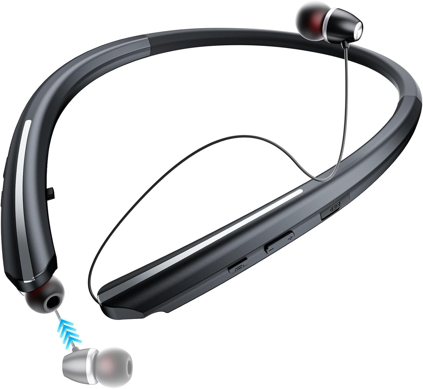 LHKLUK Headset IPX5 22H Neckband Bluetooth Headphones, Wireless Retractable with Mic, Sweatproof Earphones, Noise