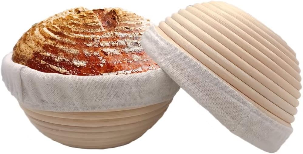 Skiennix Round Banneton Basket - 7 Inch Bread Proofing Bowl with Removable Liner | Perfect for Sourdough Baking (2 Pack)