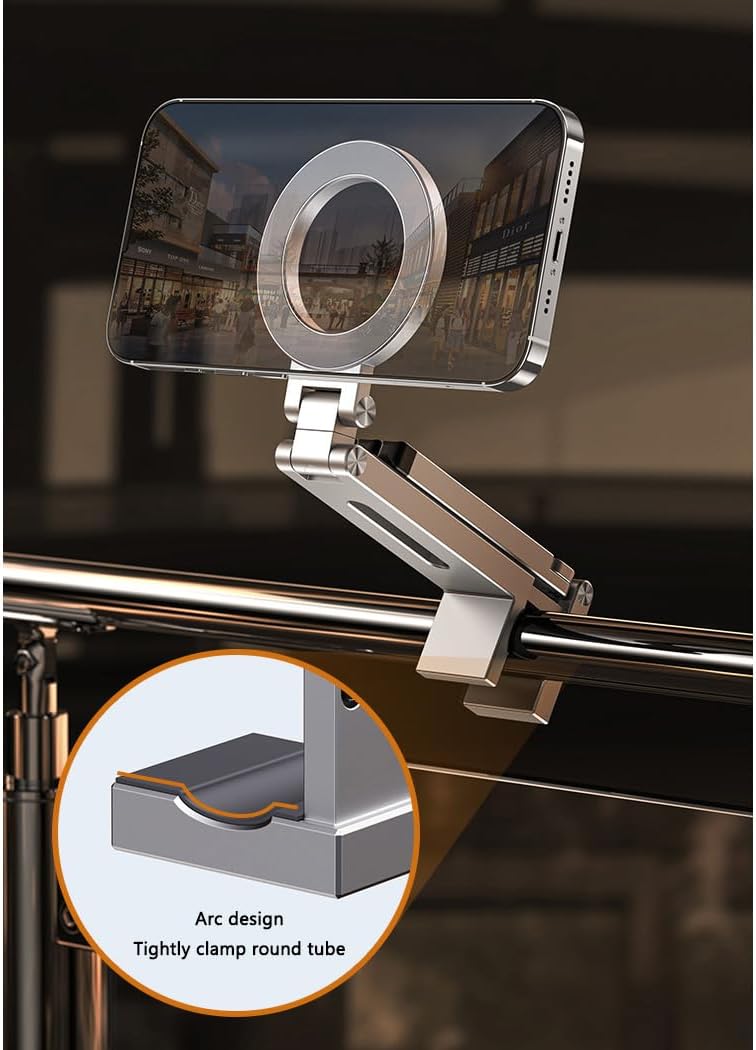 CBDYWVR 17/16/15/14 360 1/4" 2 Magnetic Tripod for iPhone Pro Max Air, Aluminum Rotating Phone Stand with Magic Clip
