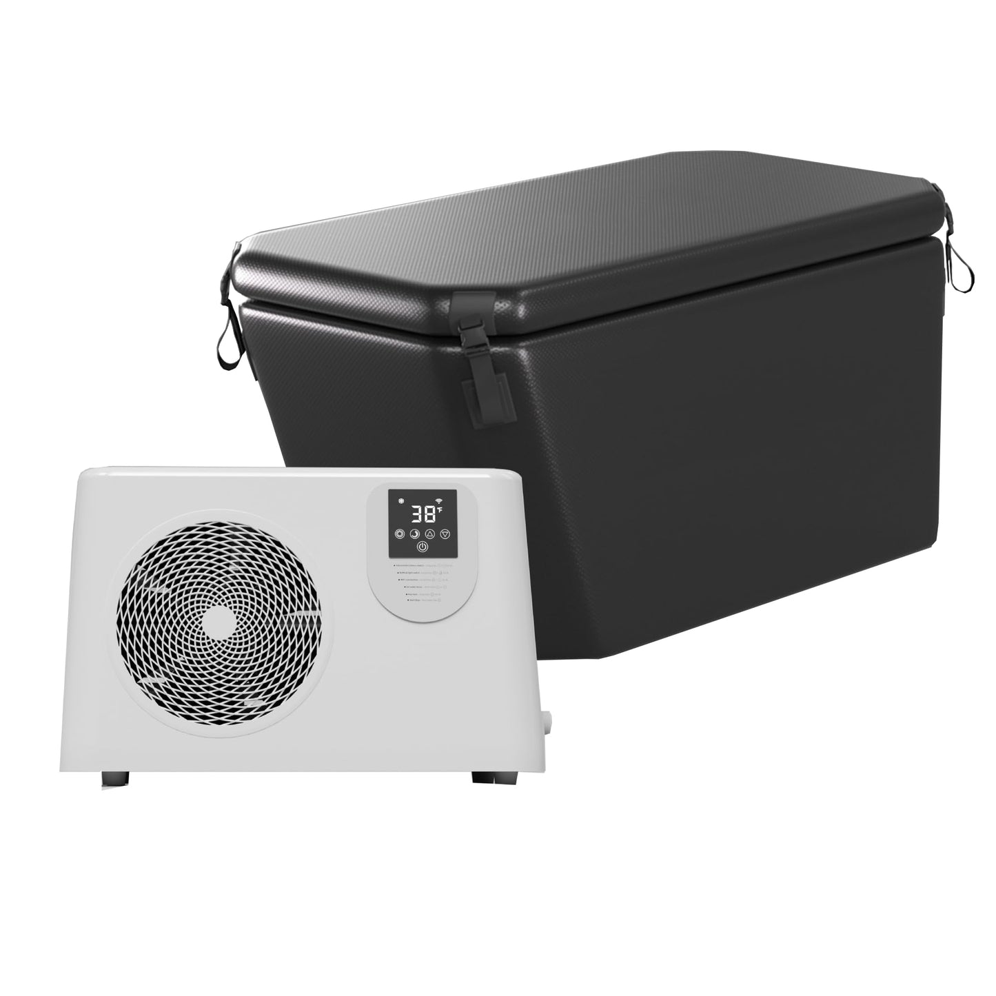 Deeptime 1HP Ice Bath Chiller — Wi‑Fi Remote‑Controlled Cold Water Chiller with 127‑Gallon Black Inflatable Tub, Cold Water Cooling System for Athlete Fitness Ice Baths
