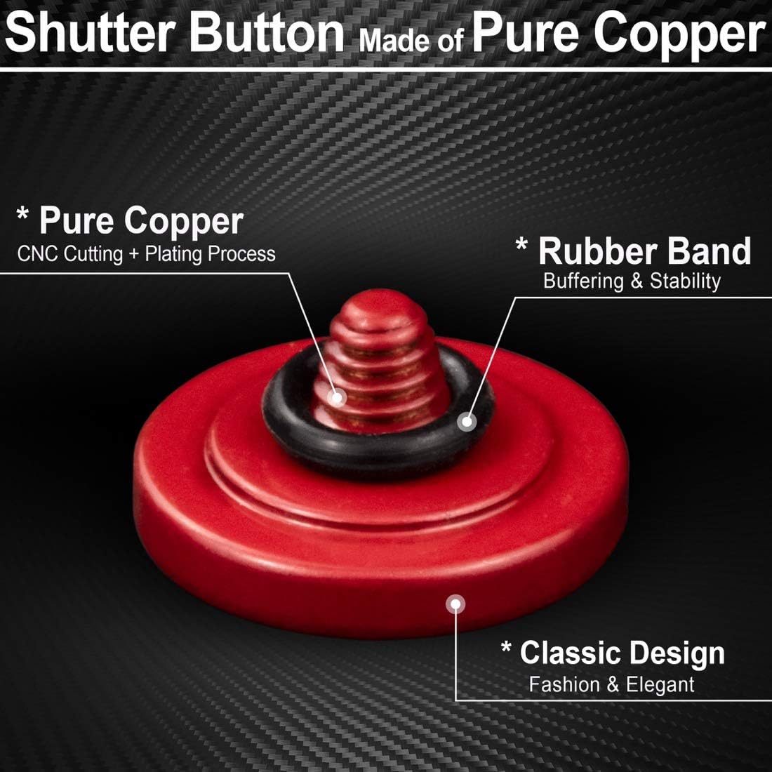 (2 Pack/Red) Soft Shutter Release Button High-end Concave Camera Shutter Button