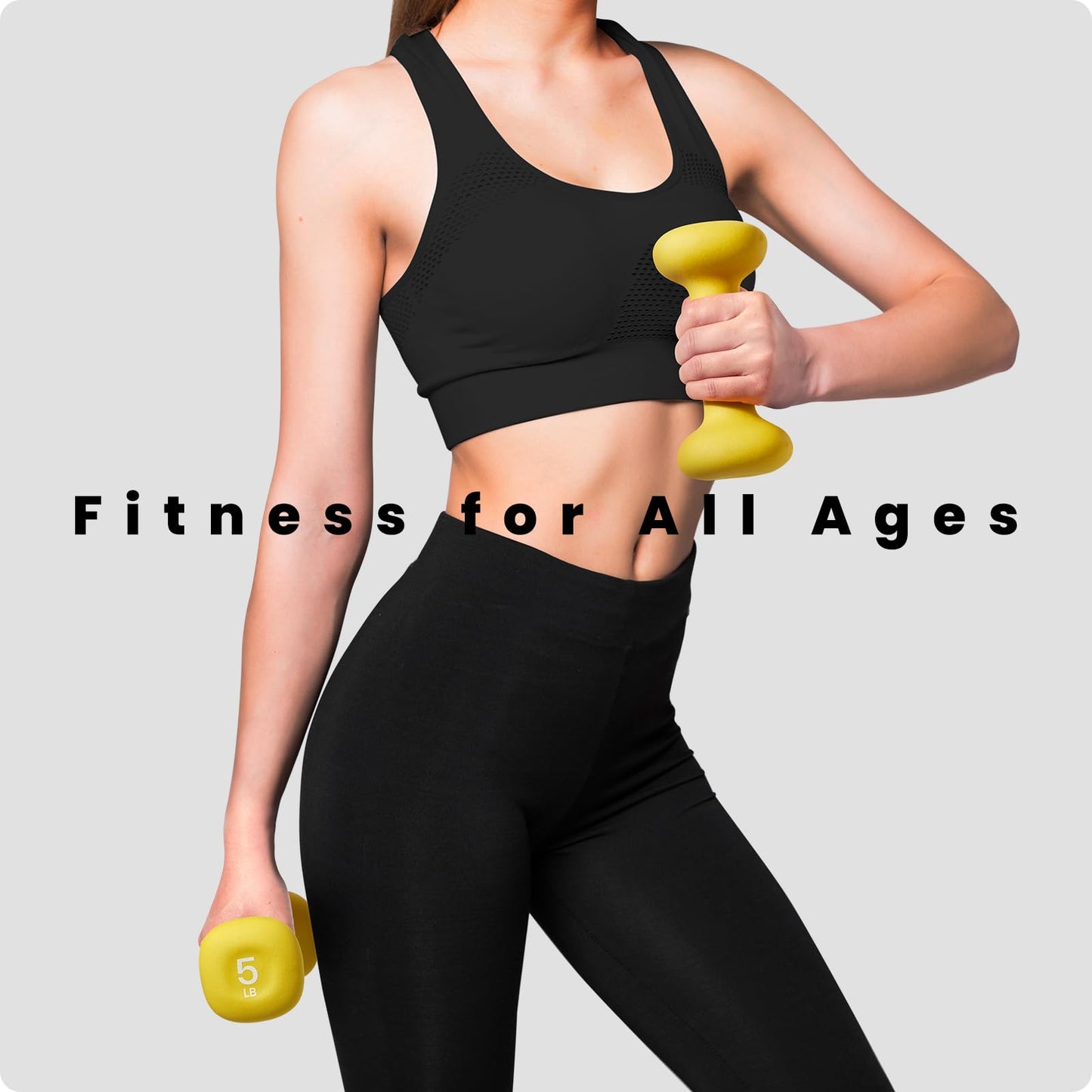 Sportneer Neoprene Dumbbells Set of 2, 2,3, 5, 8, 10lb Hand Weights for Women, Non-Slip Ergonomic Design, Anti-Roll Square Shape at home weights for women (Butter Yellow, 5lb-pair)
