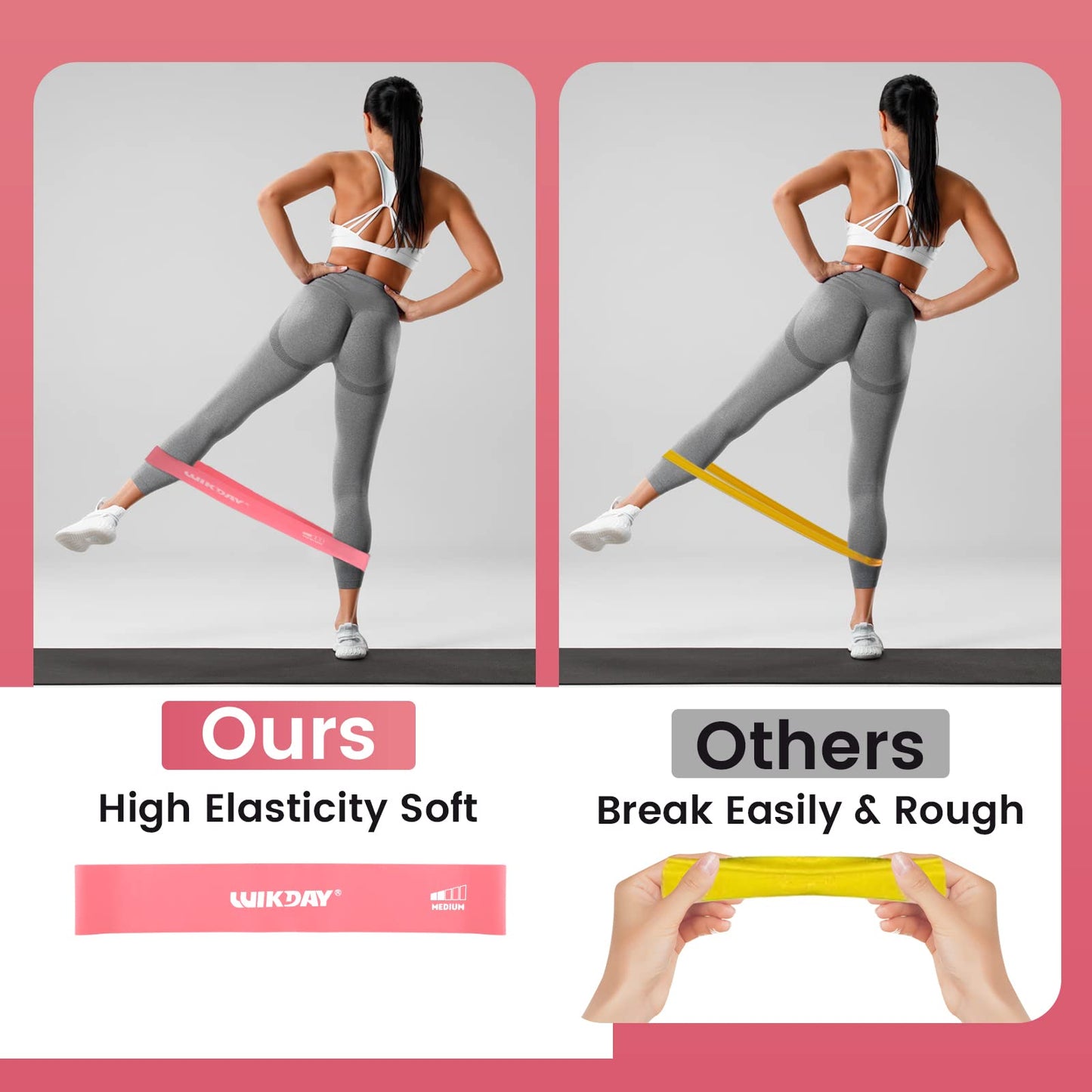 WIKDAY Resistance Bands for Working Out Exercise Loop Bands Workout Bands Set for Men Women Body Stretching, Training, Home Workout, Physical Therapy, Booty Legs, Set of 5 (Pink Purple)