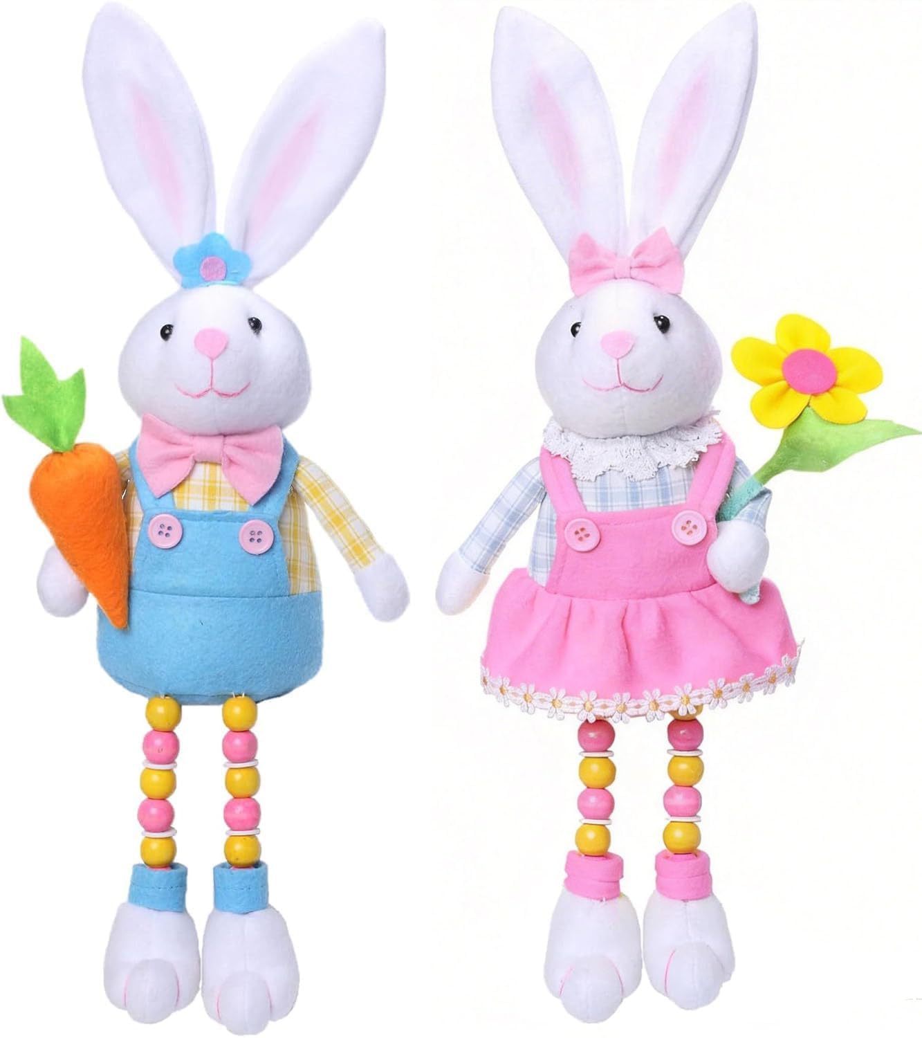 Skiennix Easter Bunny Plush Decorations - Cute Stuffed Rabbit for Easter Basket Stuffers | 2 Pcs