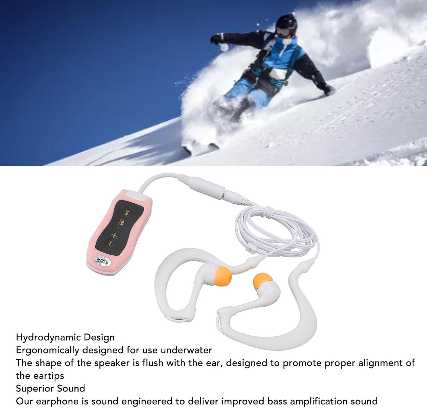 SALALIS IPX8 MP3 (8GB) Player with Earphone, ABS and Rubber Material, Hydrodynamic Design, Excellent Sound, Suitable