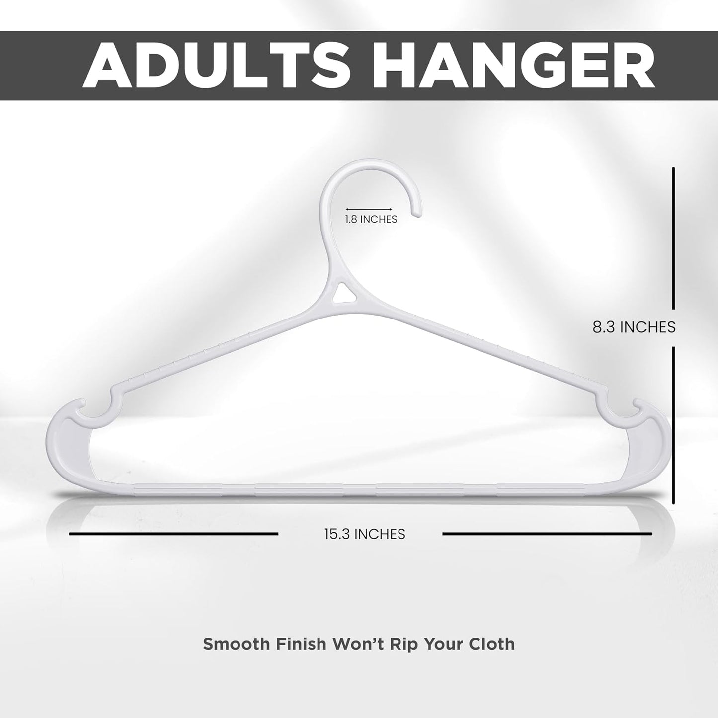 Utopia Home Plastic Hangers - Heavy Duty Non-Slip Hangers for Shirts & Pants | 50 Pack in White