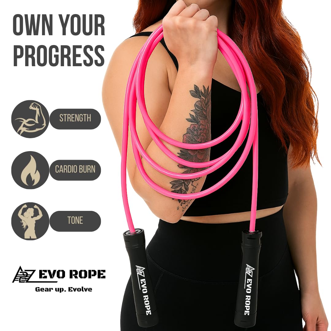 Evo Rope | 1.1LB Weighted Jump Rope for Women & Men – Adjustable 10mm Heavy PVC Skipping Rope for Fitness, Ideal for High-Intensity Training, MMA, Boxing, CrossFit, Weight-loss Workouts